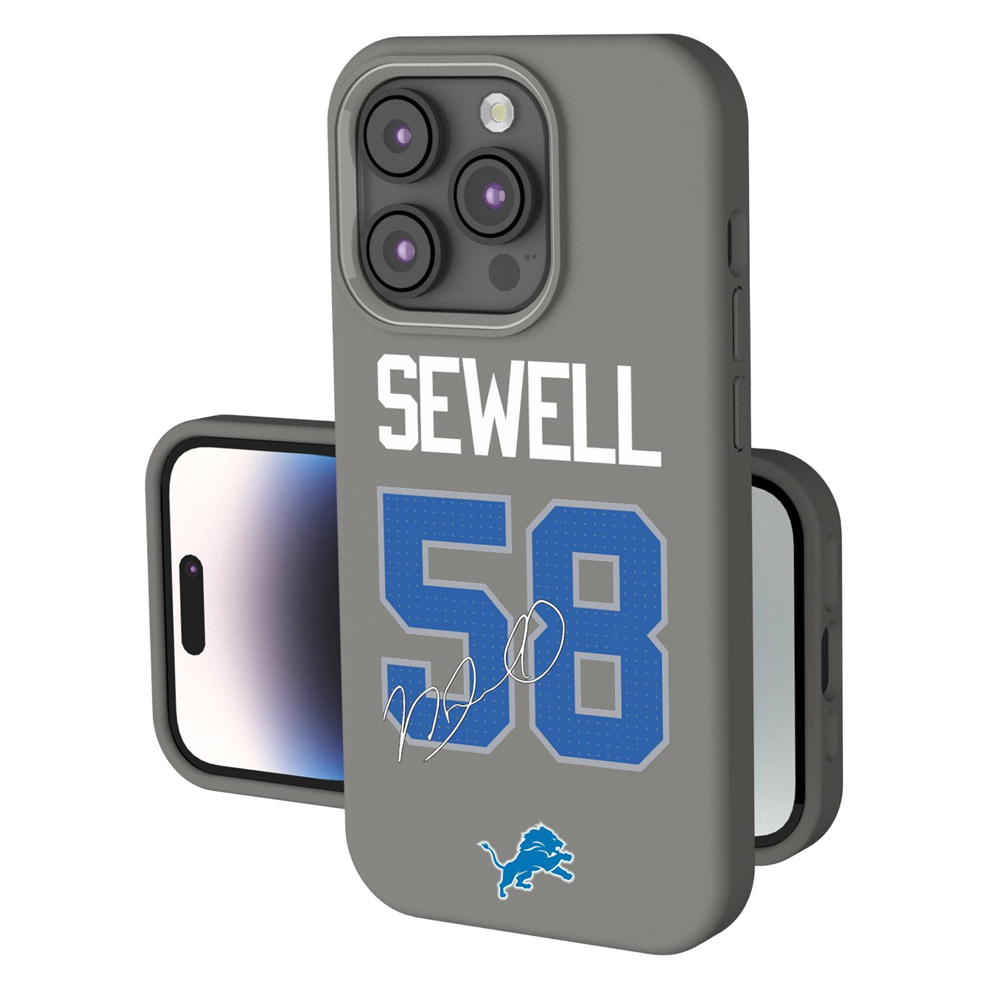 Keyscaper Penei Sewell Gray Detroit Lions Ready Soft Touch iPhone Case