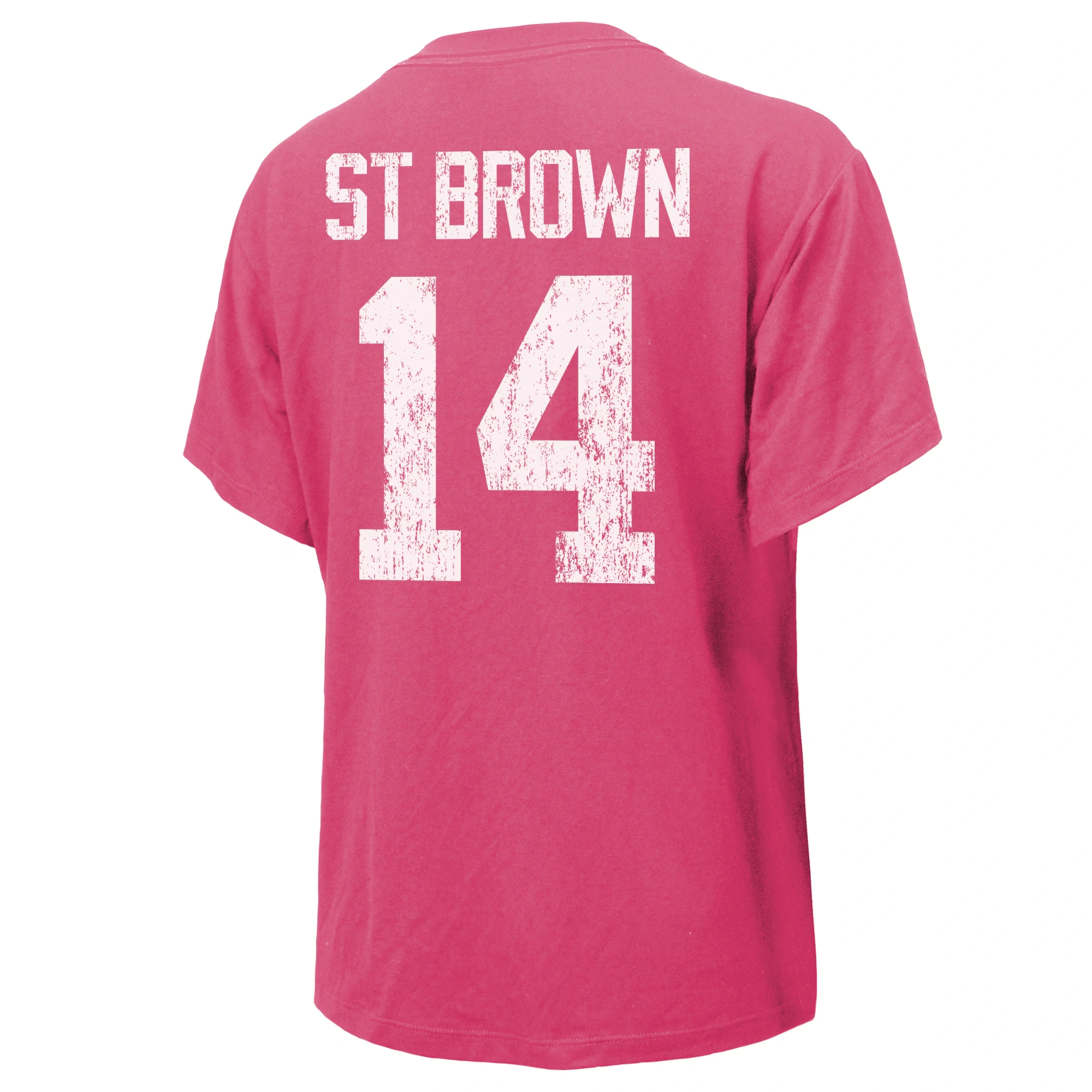 Women's Majestic Threads Amon-Ra St. Brown Pink Detroit Lions Name & Number T-Shirt