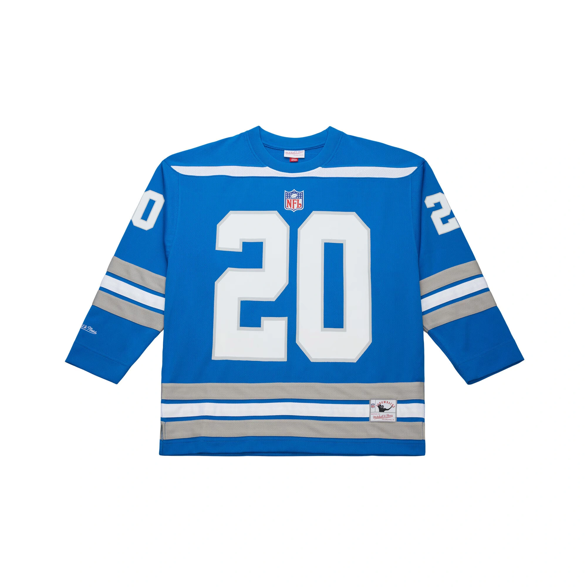 Men's Mitchell & Ness Barry Sanders Blue Detroit Lions Maxxed Out Fashion Hockey Jersey