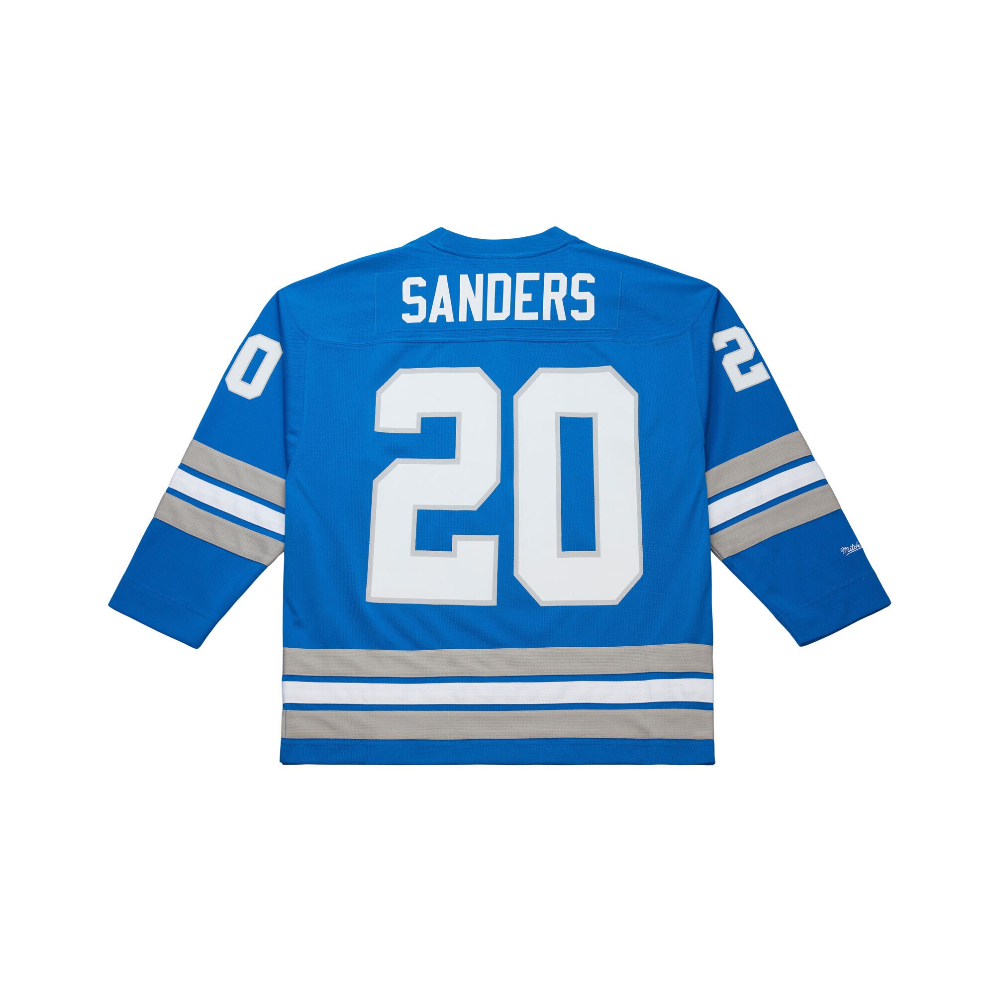 Men's Mitchell & Ness Barry Sanders Blue Detroit Lions Maxxed Out Fashion Hockey Jersey