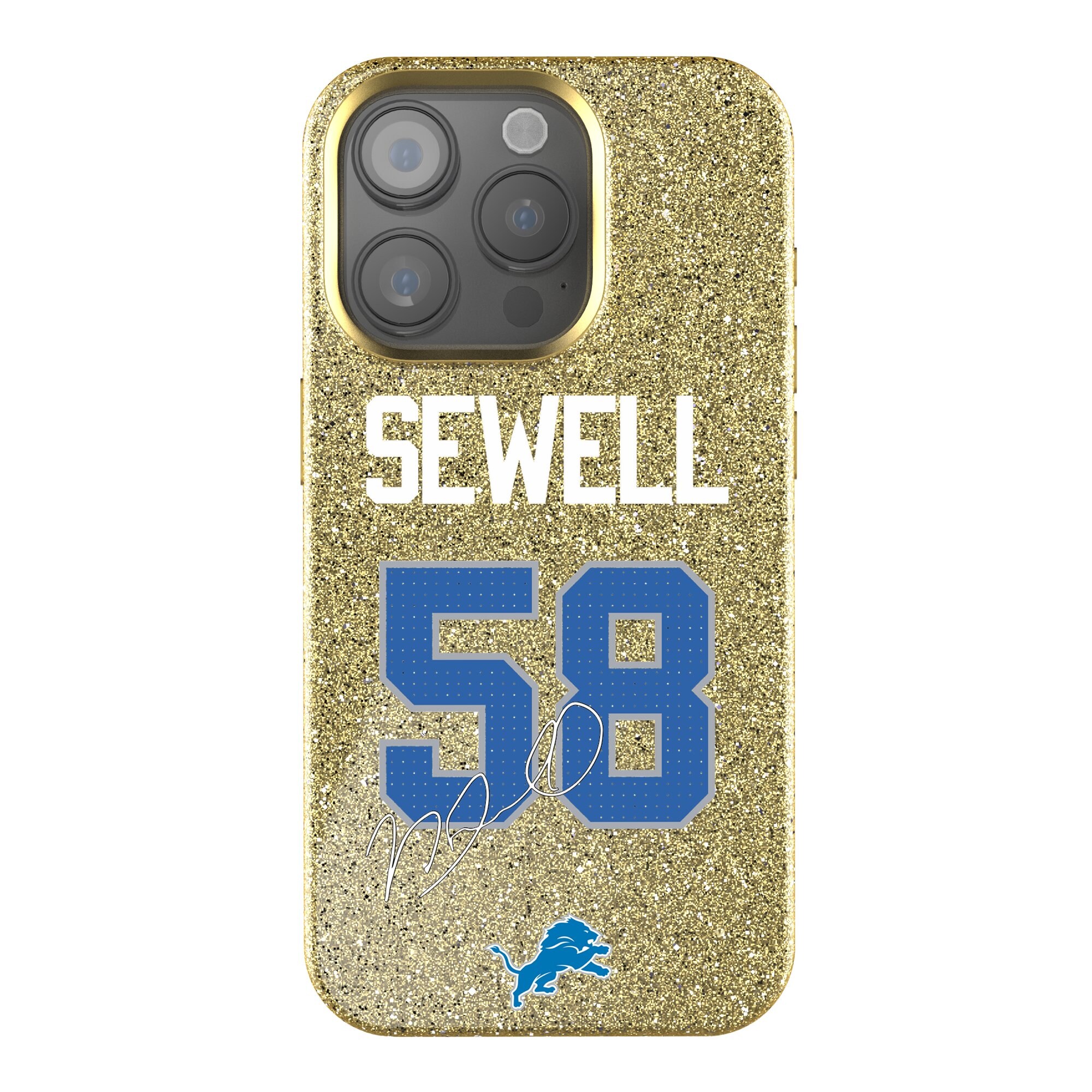 Keyscaper Penei Sewell Gold Detroit Lions Bling iPhone Case