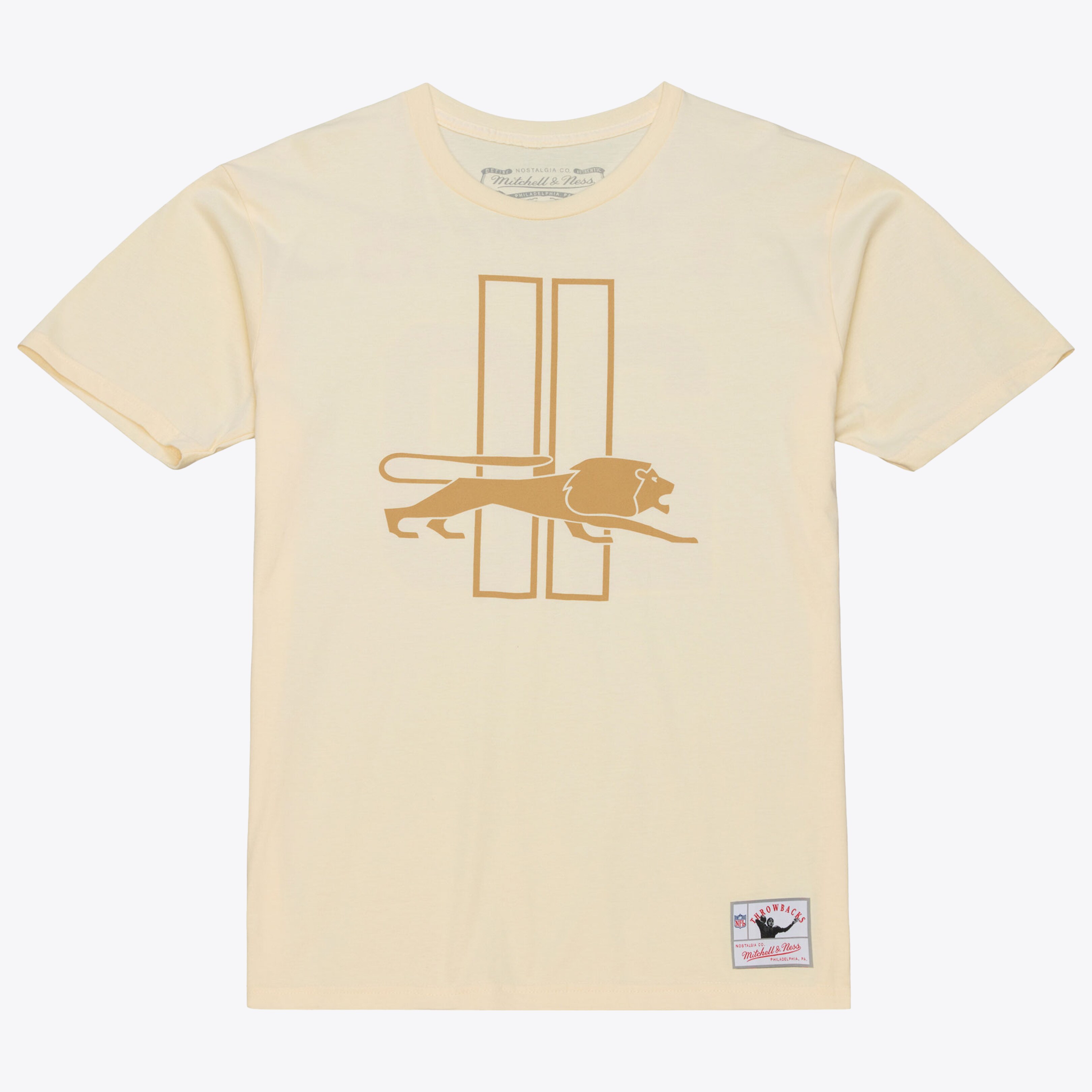 Men's Mitchell & Ness Barry Sanders Cream Detroit Lions Sandman Name & Number T-Shirt