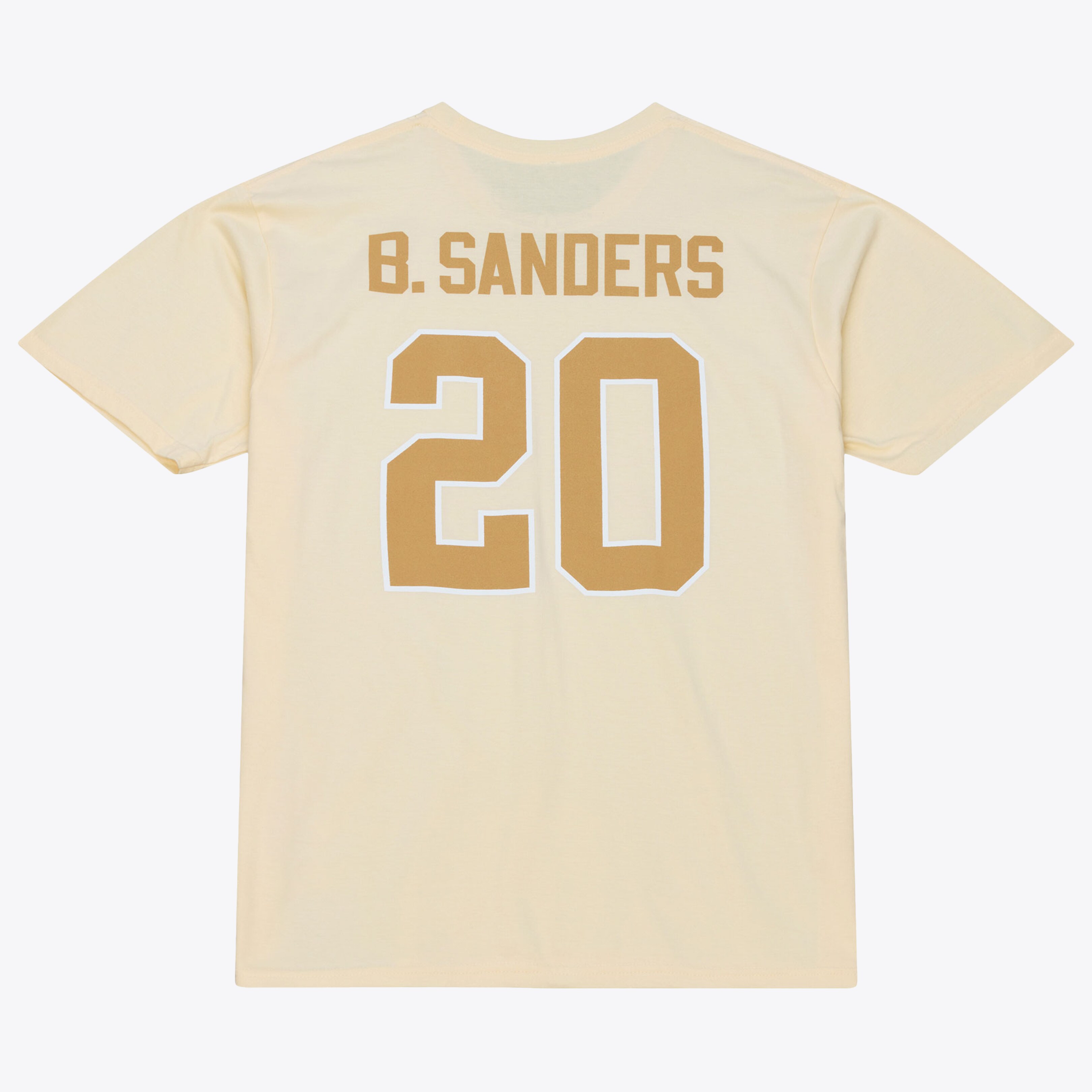 Men's Mitchell & Ness Barry Sanders Cream Detroit Lions Sandman Name & Number T-Shirt 3 Men's Mitchell & Ness Barry Sanders Cream Detroit Lions Sandman Name & Number T-Shirt
