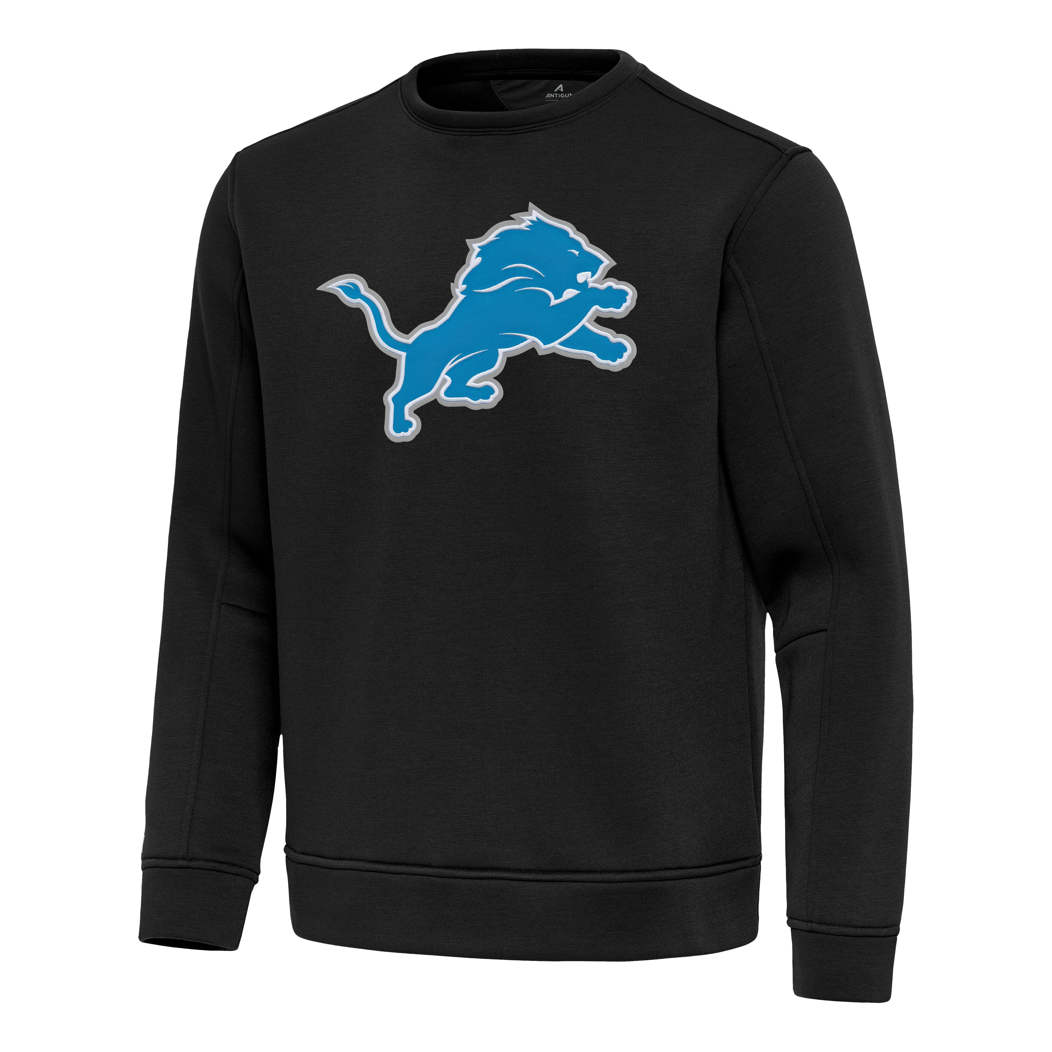 Men's Antigua Black Detroit Lions Relevant Lightweight Pullover Sweatshirt