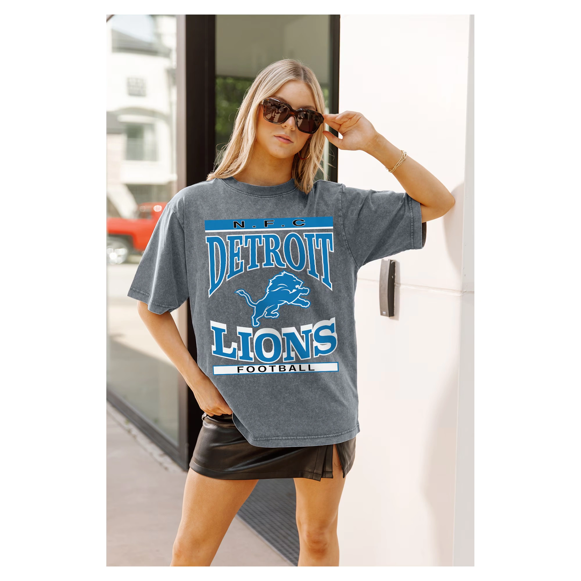 Women's Gameday Couture Gray Detroit Lions Oversized Classic Grind Washed T-Shirt 3 Women's Gameday Couture Gray Detroit Lions Oversized Classic Grind Washed T-Shirt