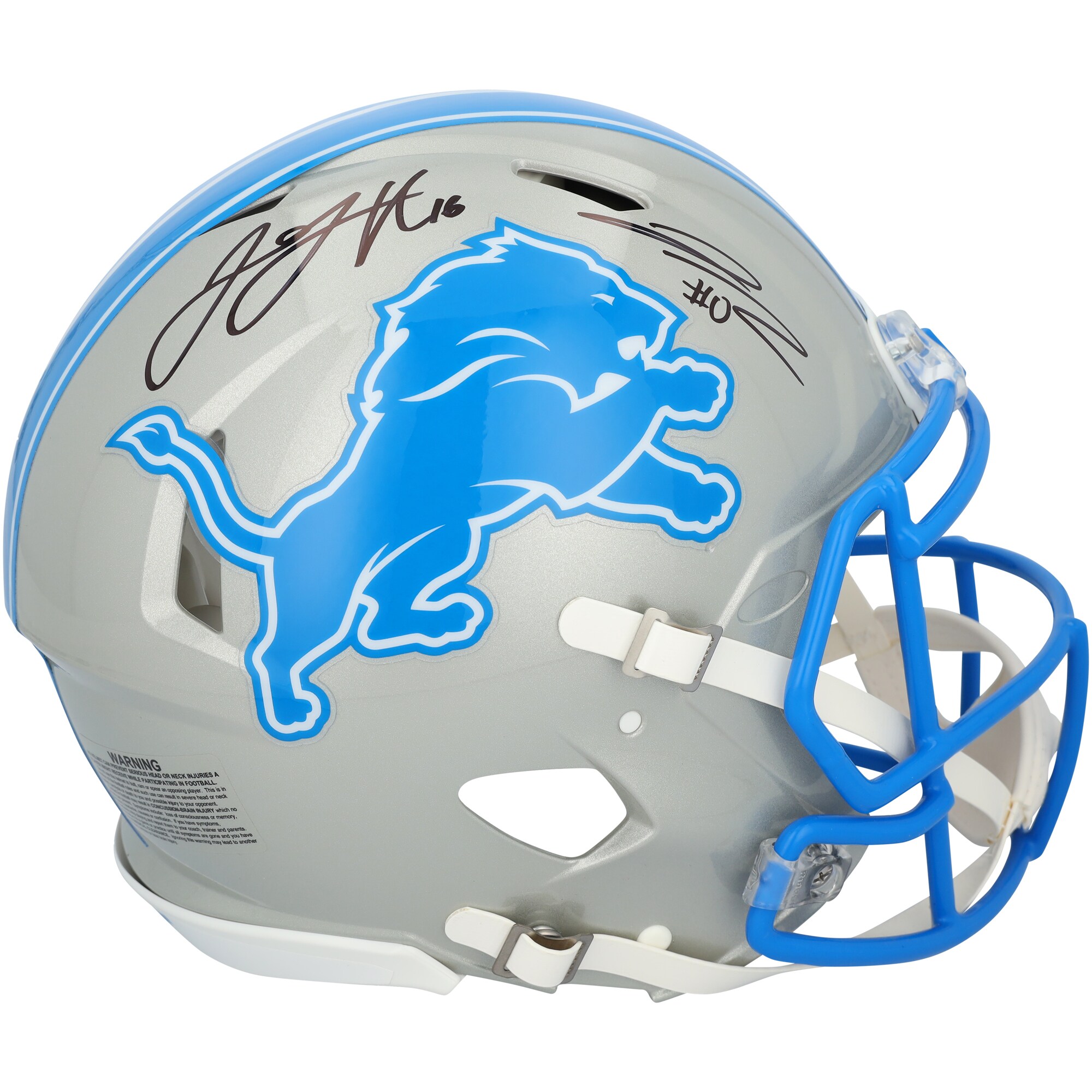 Jared Goff & Jayhmyr Gibbs Detroit Lions Autographed Riddell 2024 Speed Authentic Helmet