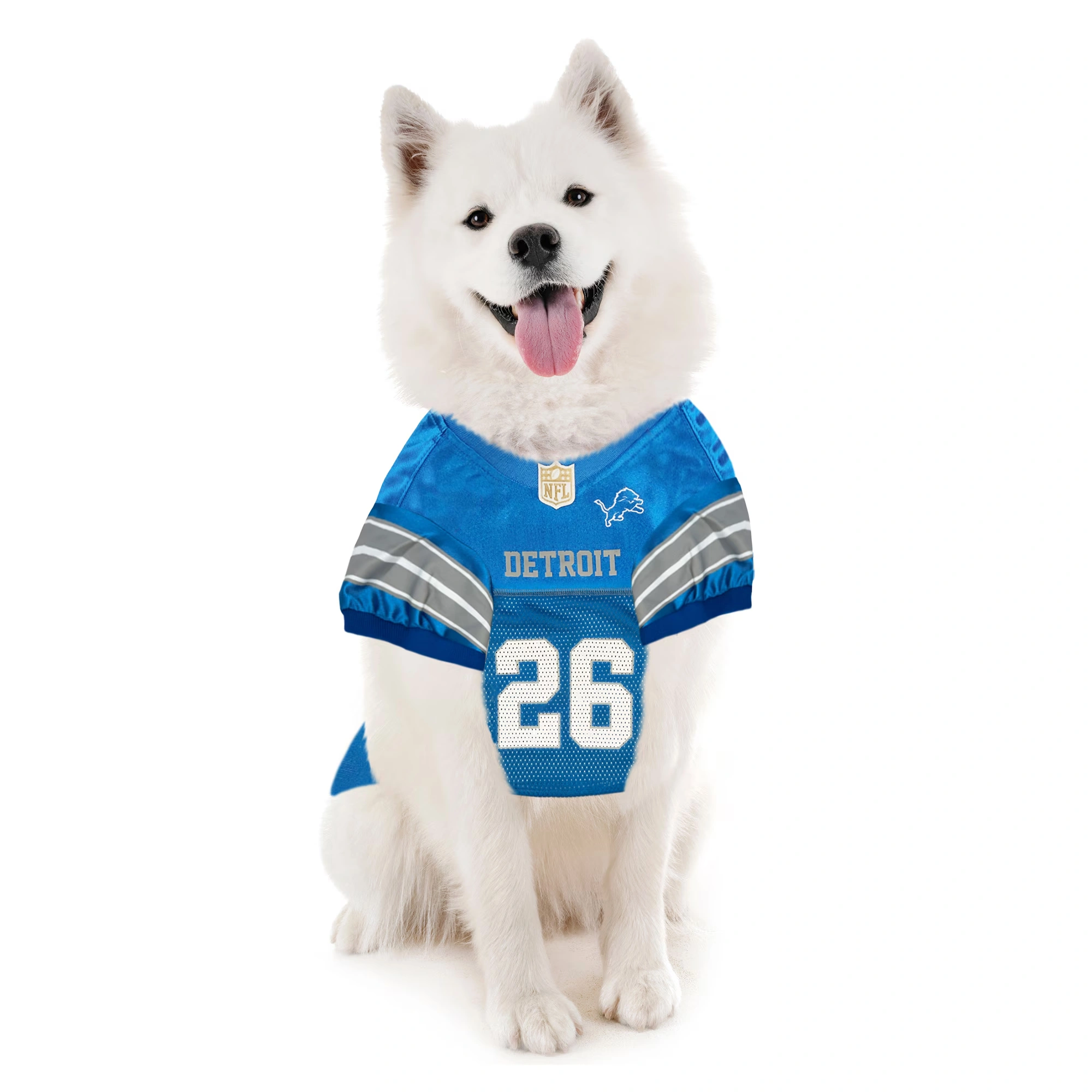 Jahmyr Gibbs Blue Detroit Lions Player Pet Jersey 4 Jahmyr Gibbs Blue Detroit Lions Player Pet Jersey