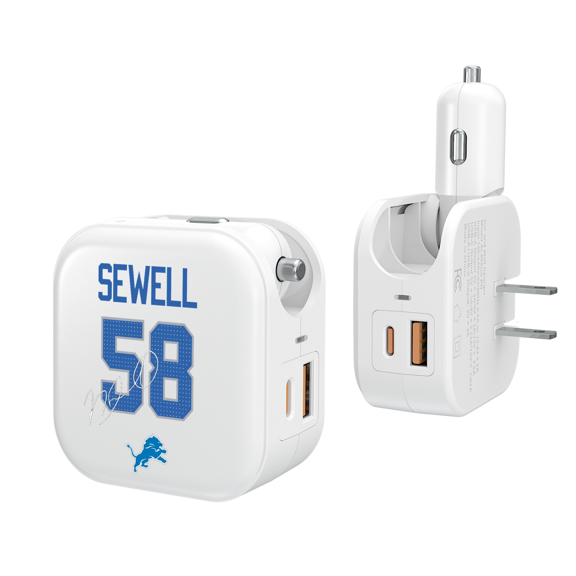 Keyscaper Penei Sewell Detroit Lions Ready 2-in-1 USB Charger