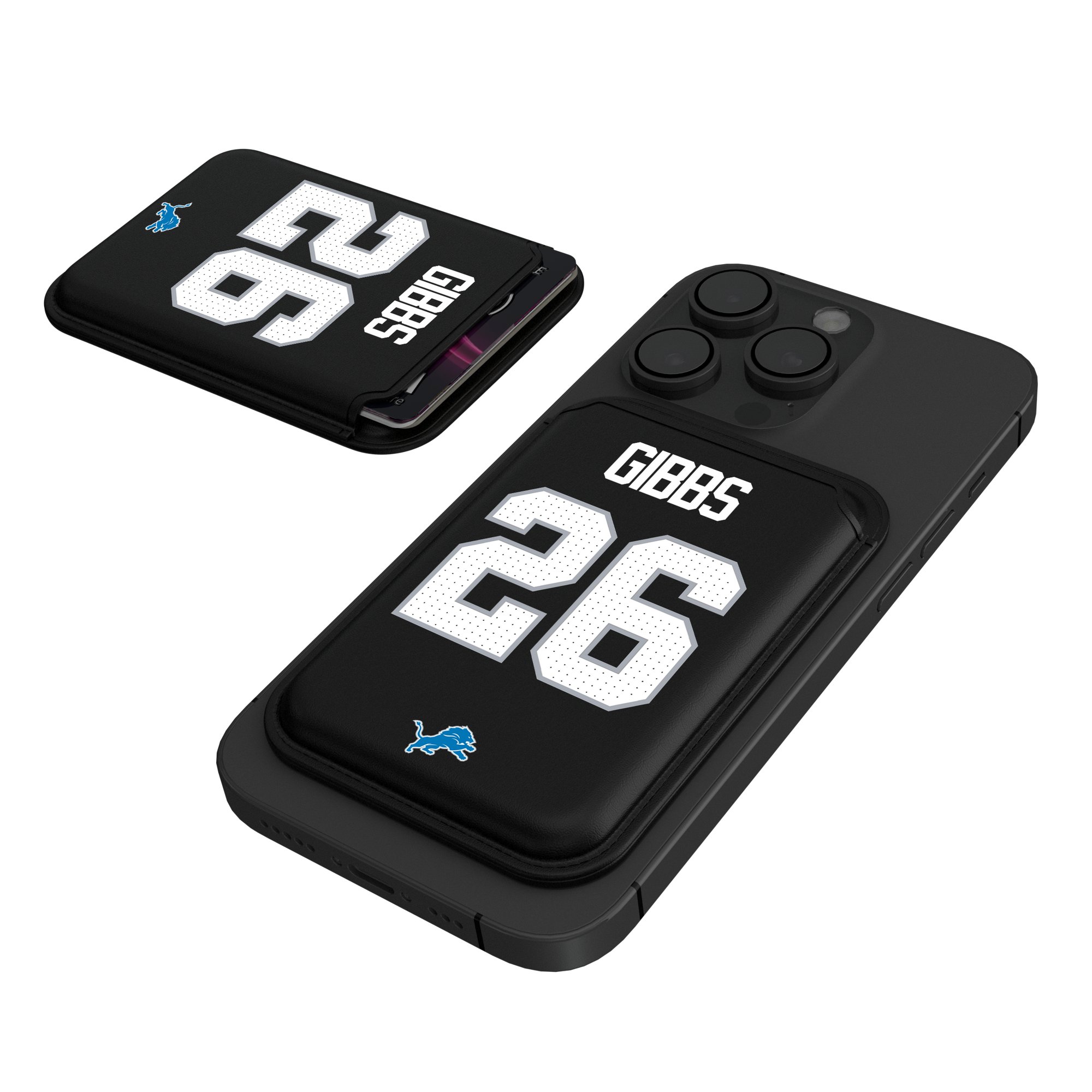 Keyscaper Jahmyr Gibbs Black Detroit Lions Magnetic Credit Card Wallet