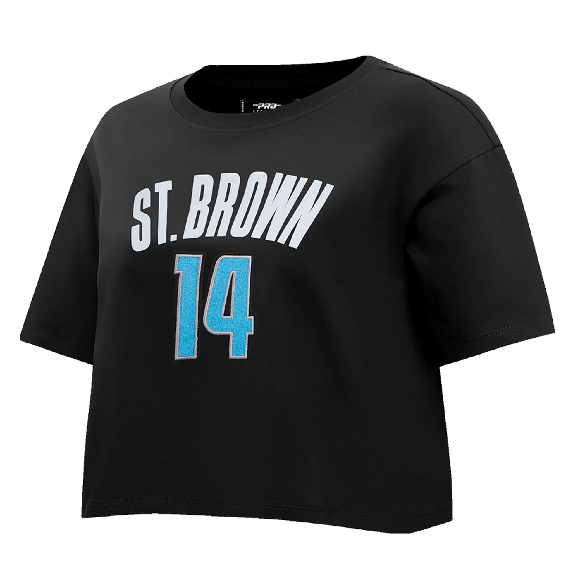Women's Pro Standard Amon-Ra St. Brown Black Detroit Lions Player Name & Number Cropped Boxy T-Shirt