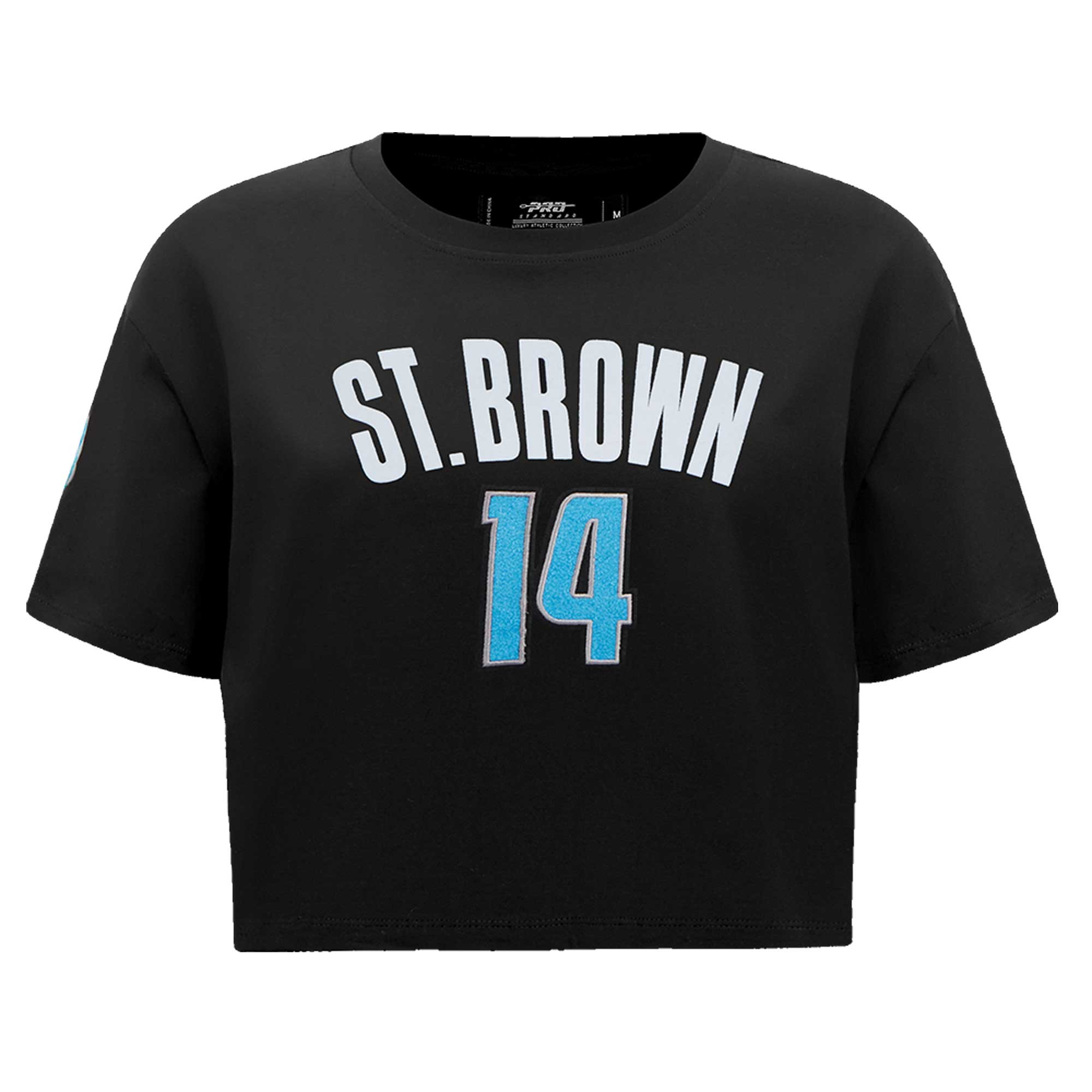 Women's Pro Standard Amon-Ra St. Brown Black Detroit Lions Player Name & Number Cropped Boxy T-Shirt