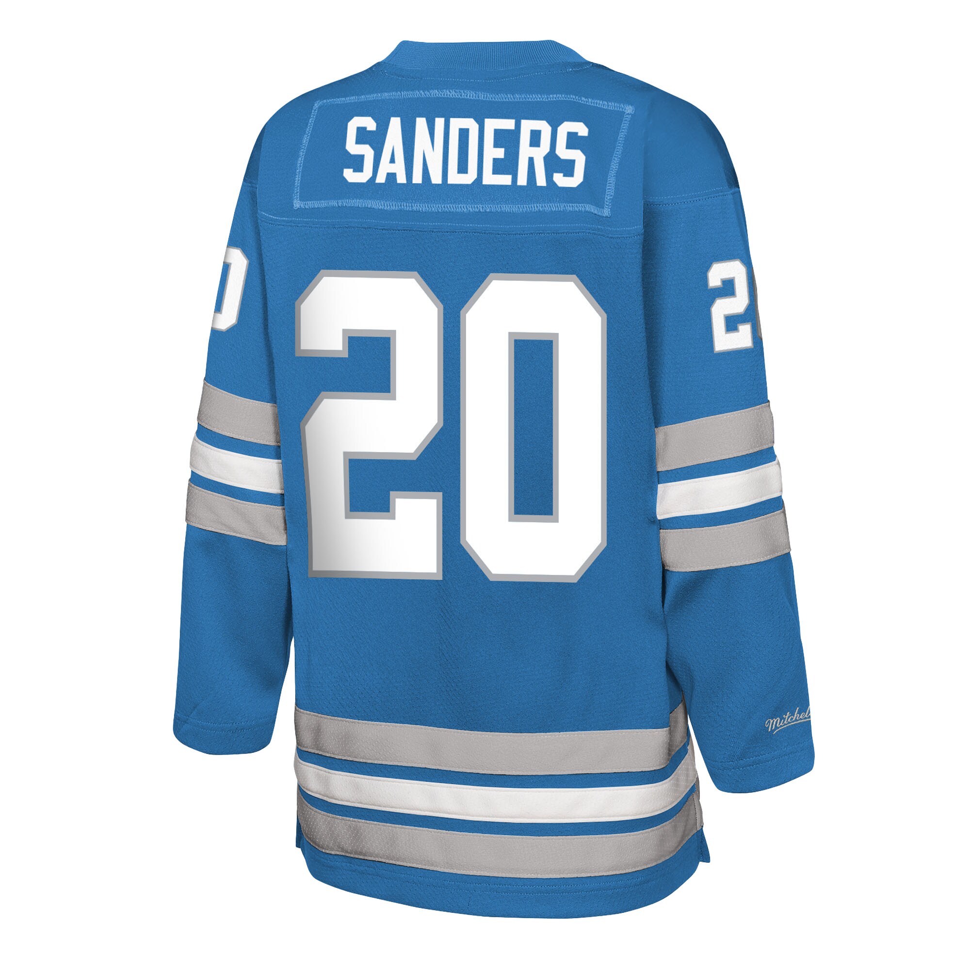 Youth Mitchell & Ness Barry Sanders Blue Detroit Lions Hockey Fashion Jersey