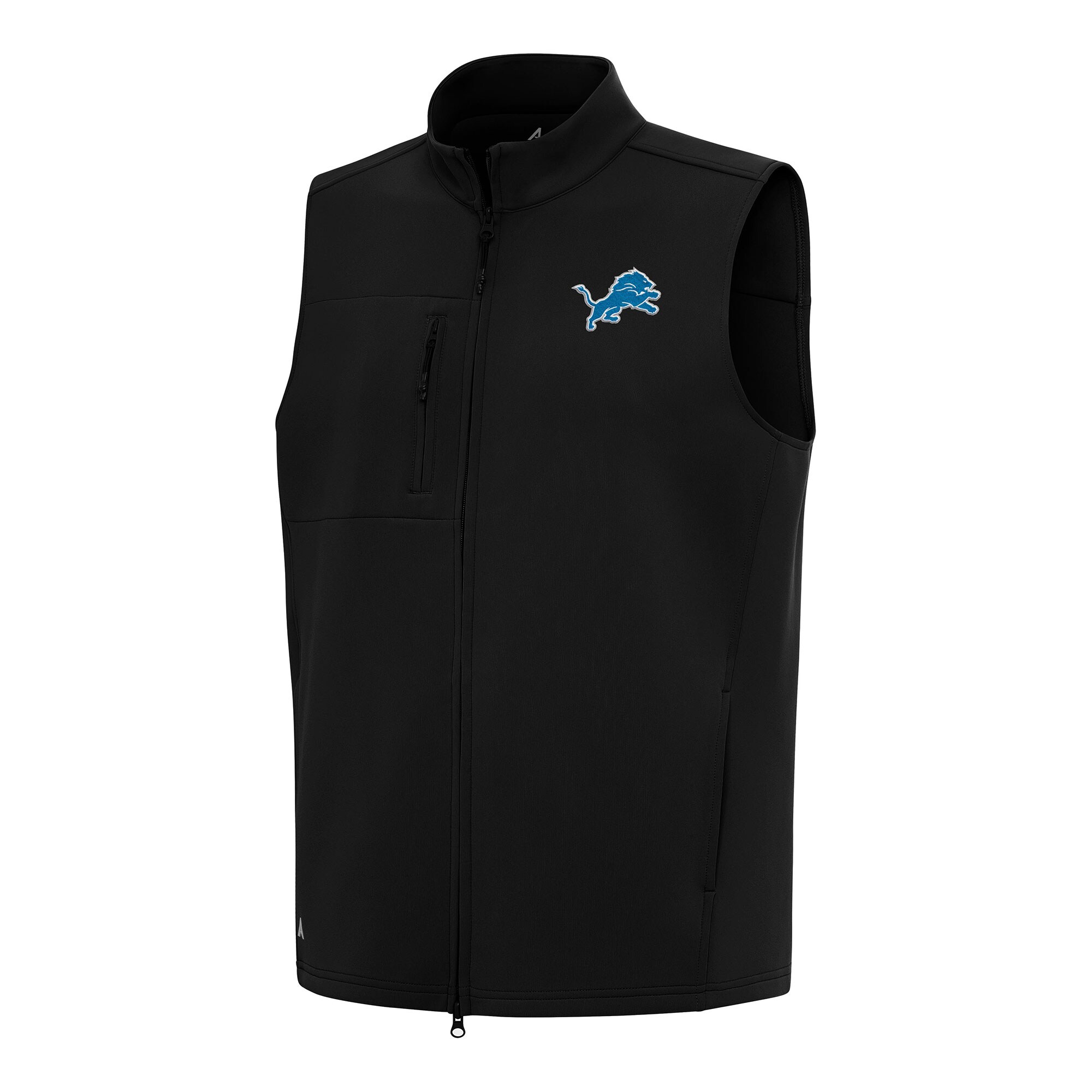 Men's Antigua Black Detroit Lions Demand Full-Zip Vest