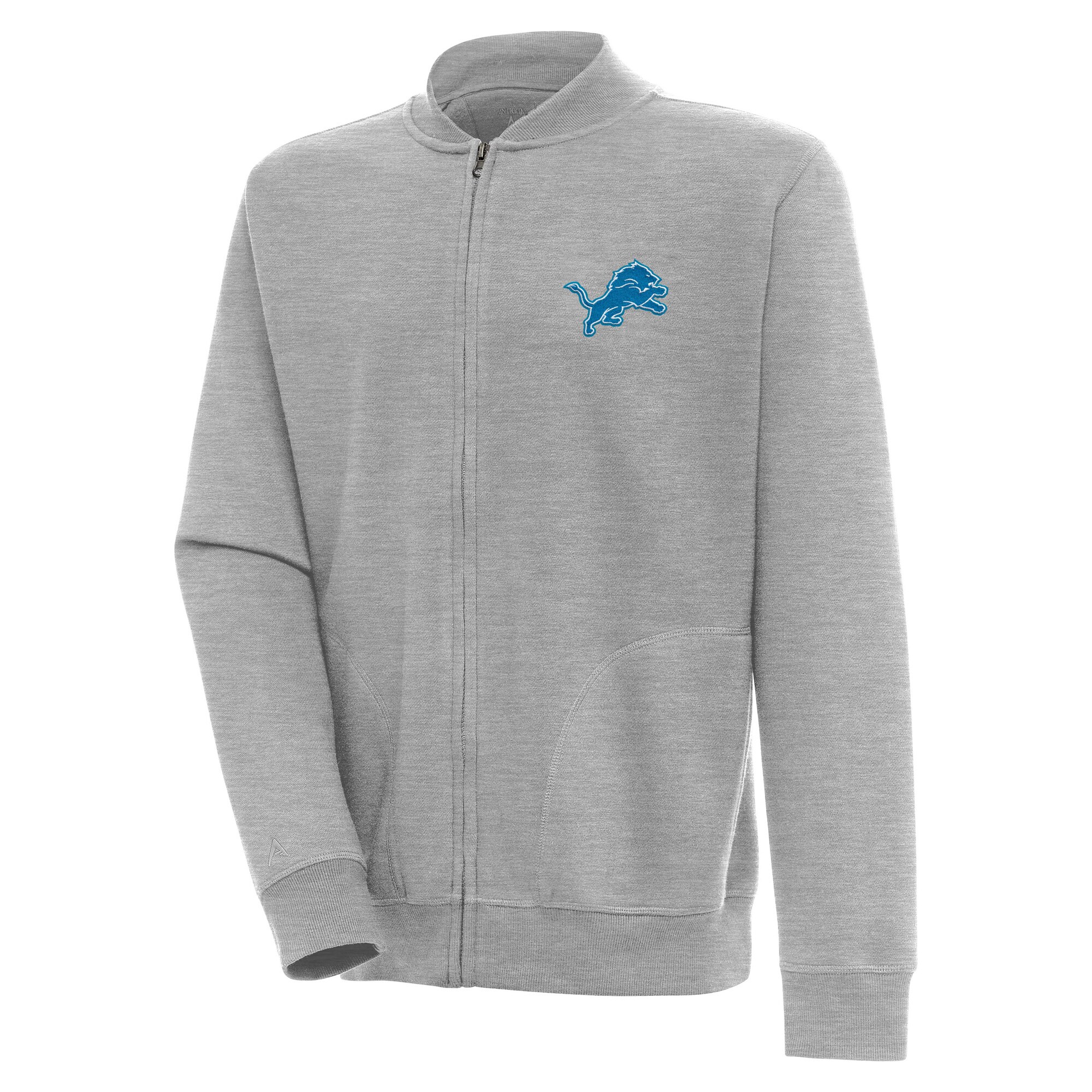 Men's Antigua Heather Gray Detroit Lions Victory Full-Zip Jacket