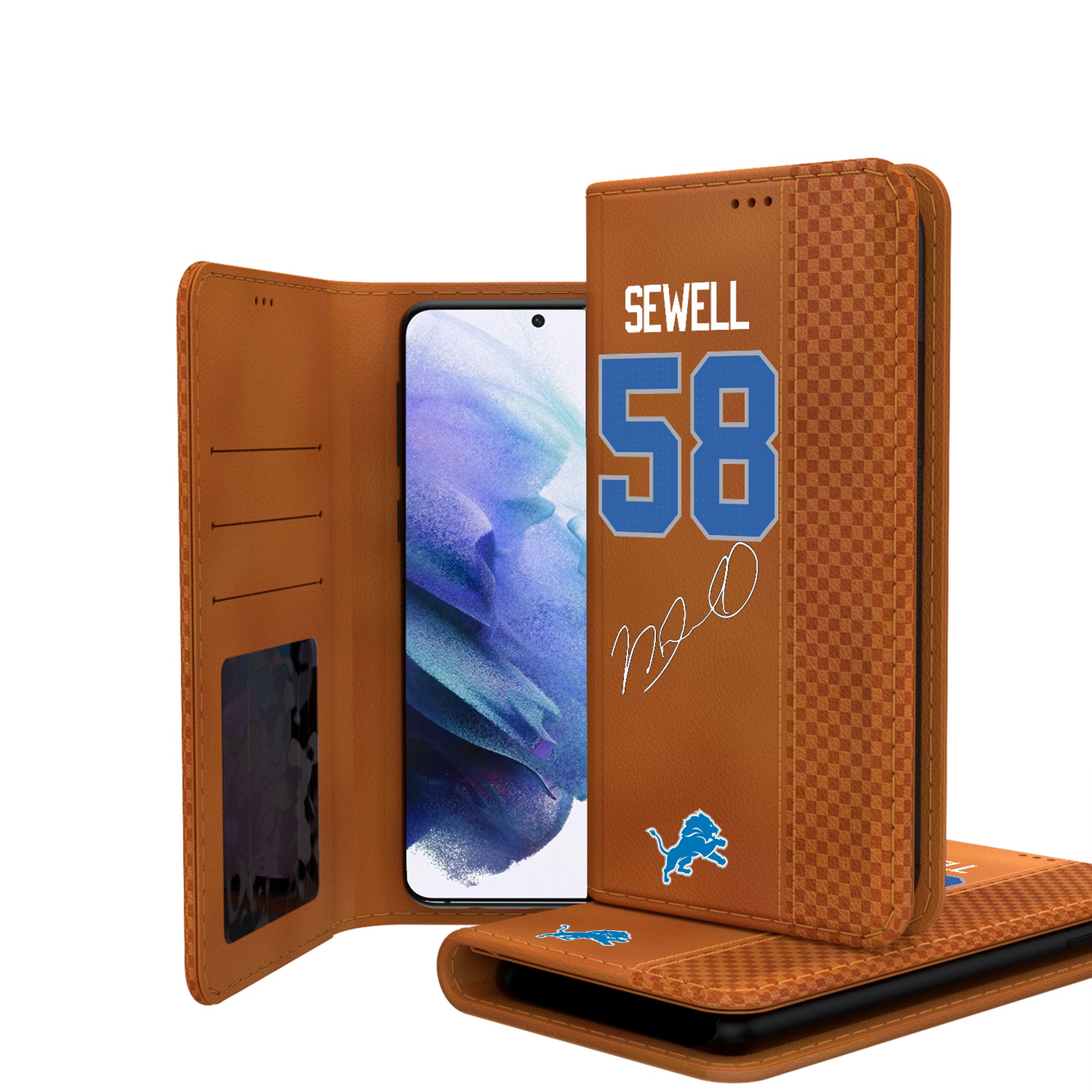 Keyscaper Penei Sewell Brown Detroit Lions Galaxy Folio Case