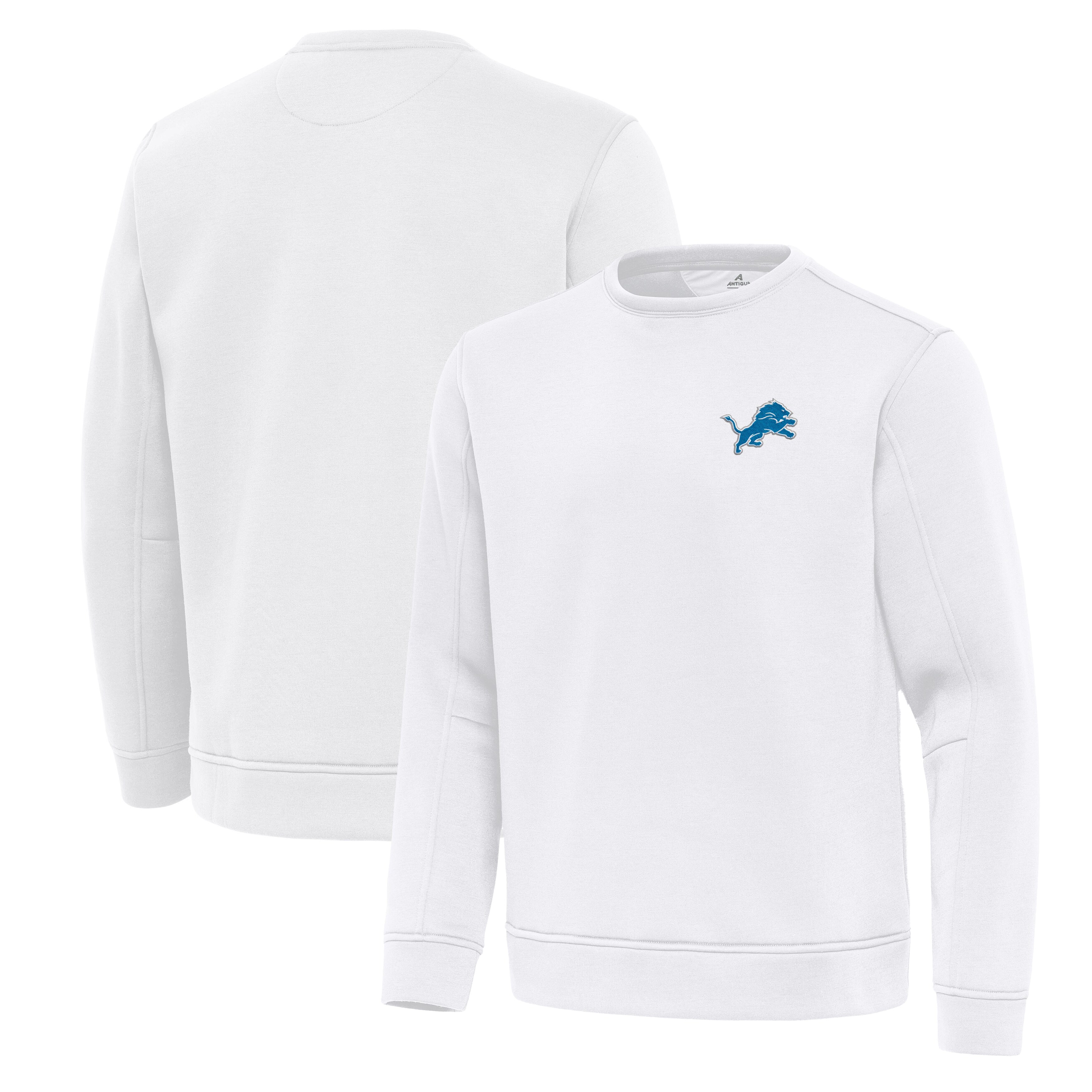 Men's Antigua White Detroit Lions Relevant Lightweight Pullover Sweatshirt