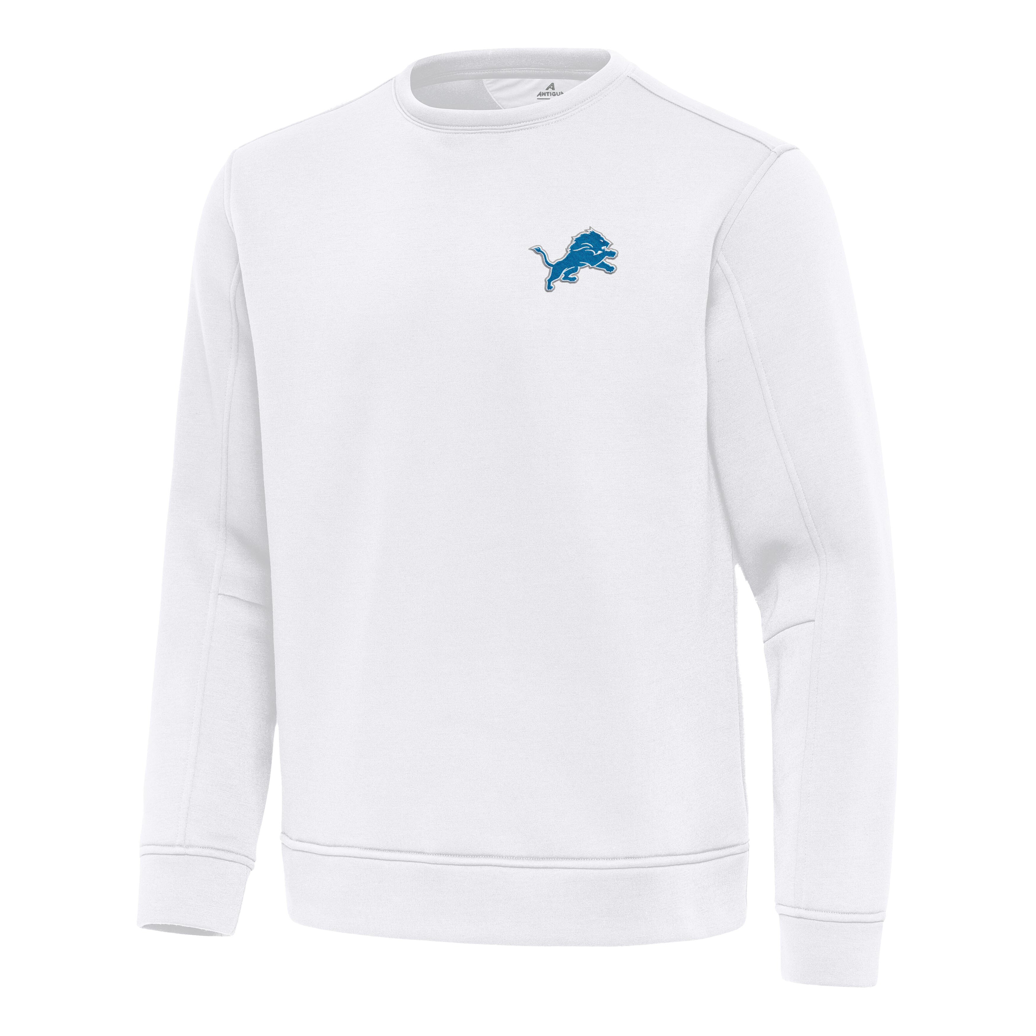 Men's Antigua White Detroit Lions Relevant Lightweight Pullover Sweatshirt
