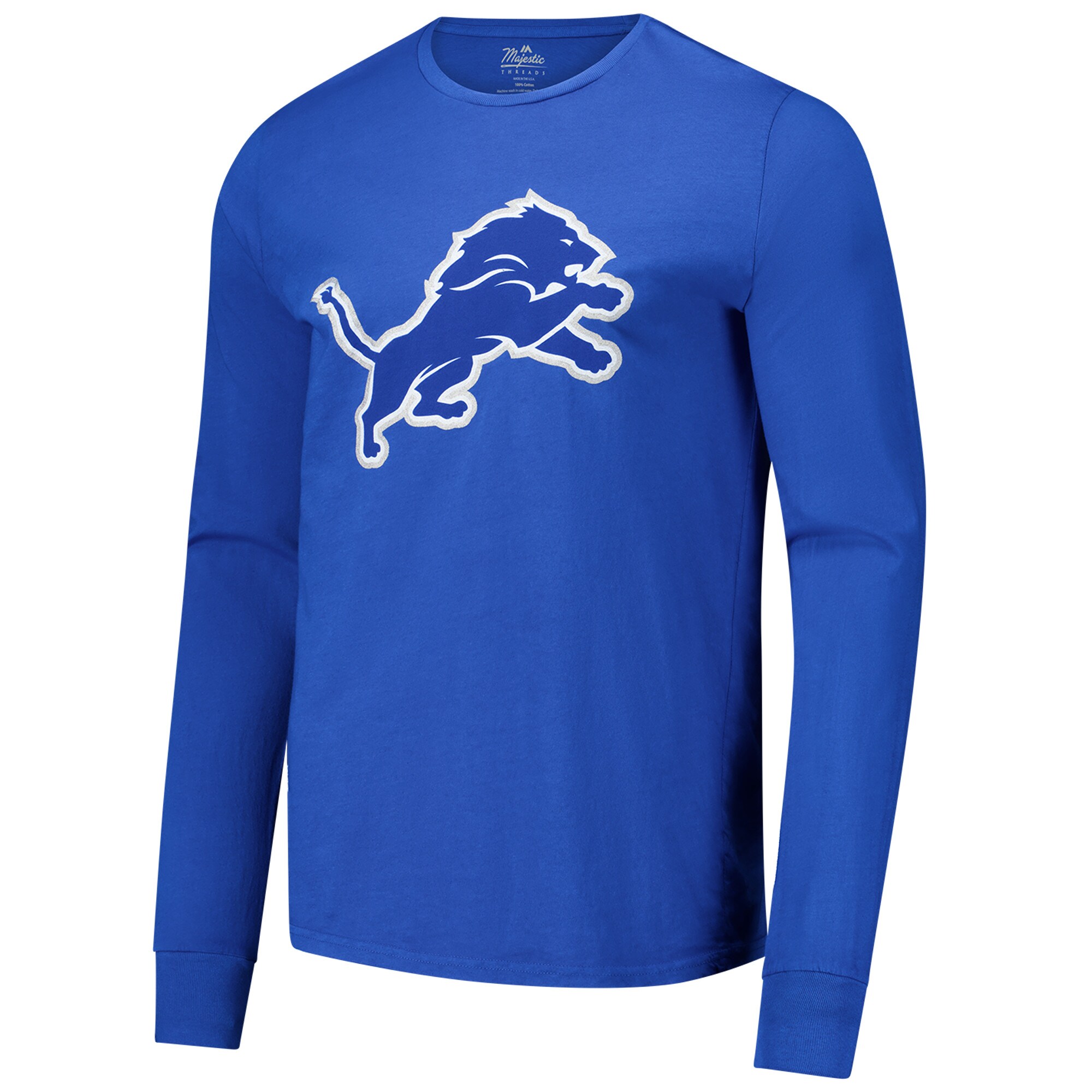Men's Majestic Threads Amon-Ra St. Brown Blue Detroit Lions Name & Number Long Sleeve T-Shirt