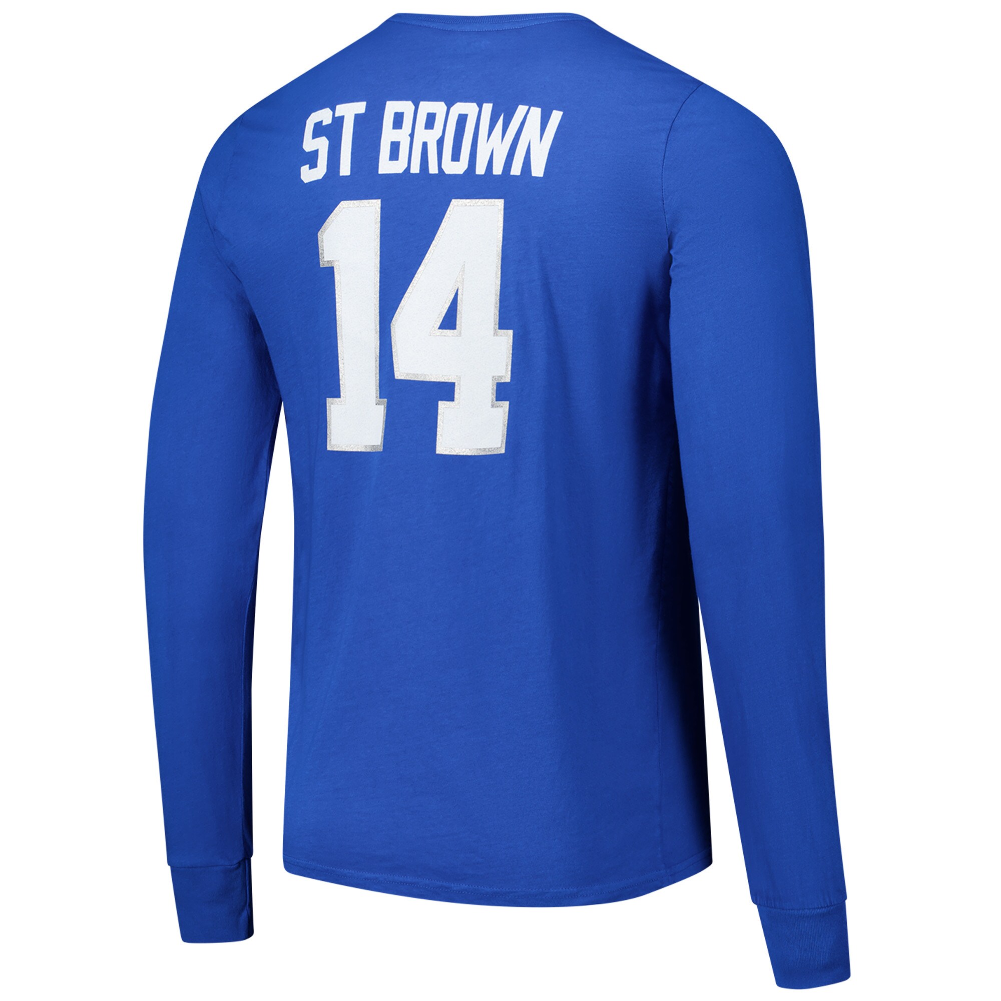 Men's Majestic Threads Amon-Ra St. Brown Blue Detroit Lions Name & Number Long Sleeve T-Shirt 3 Men's Majestic Threads Amon-Ra St. Brown Blue Detroit Lions Name & Number Long Sleeve T-Shirt