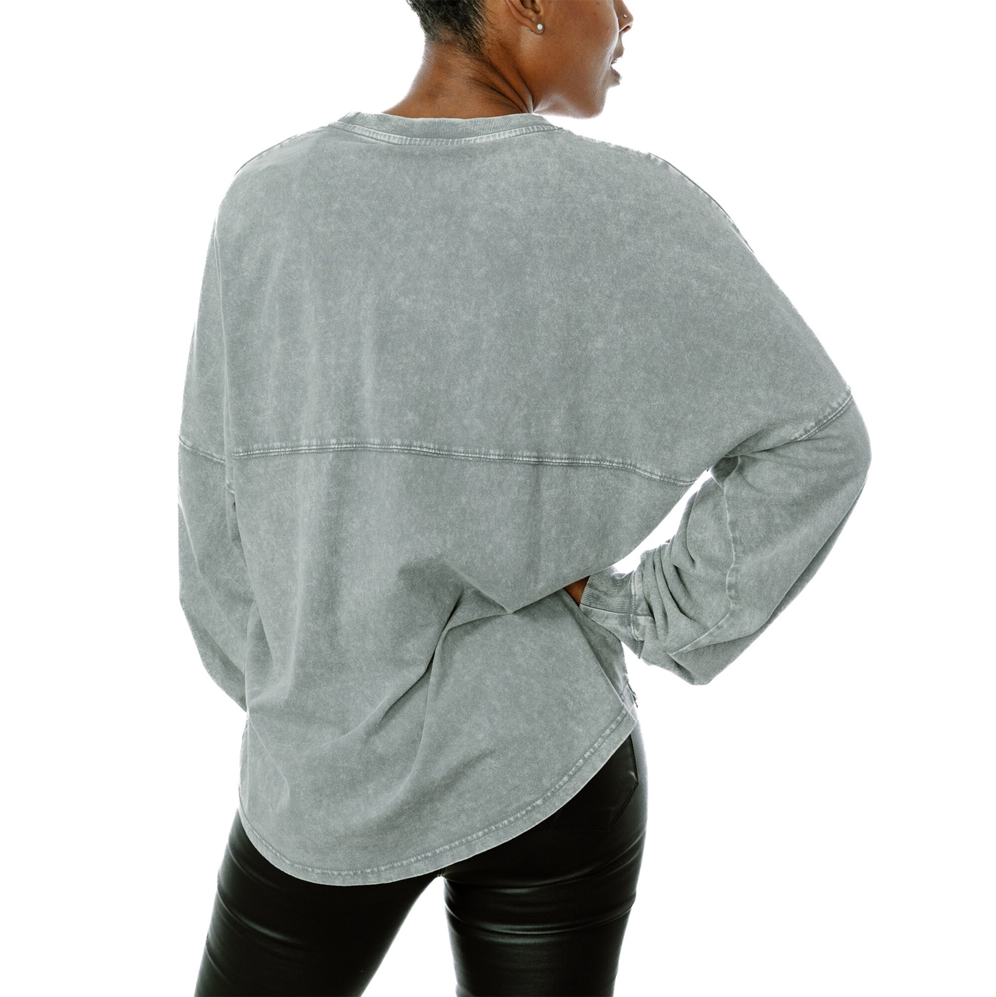 Women's Gameday Couture  Gray Detroit Lions  Snow Wash Oversized Long Sleeve T-Shirt