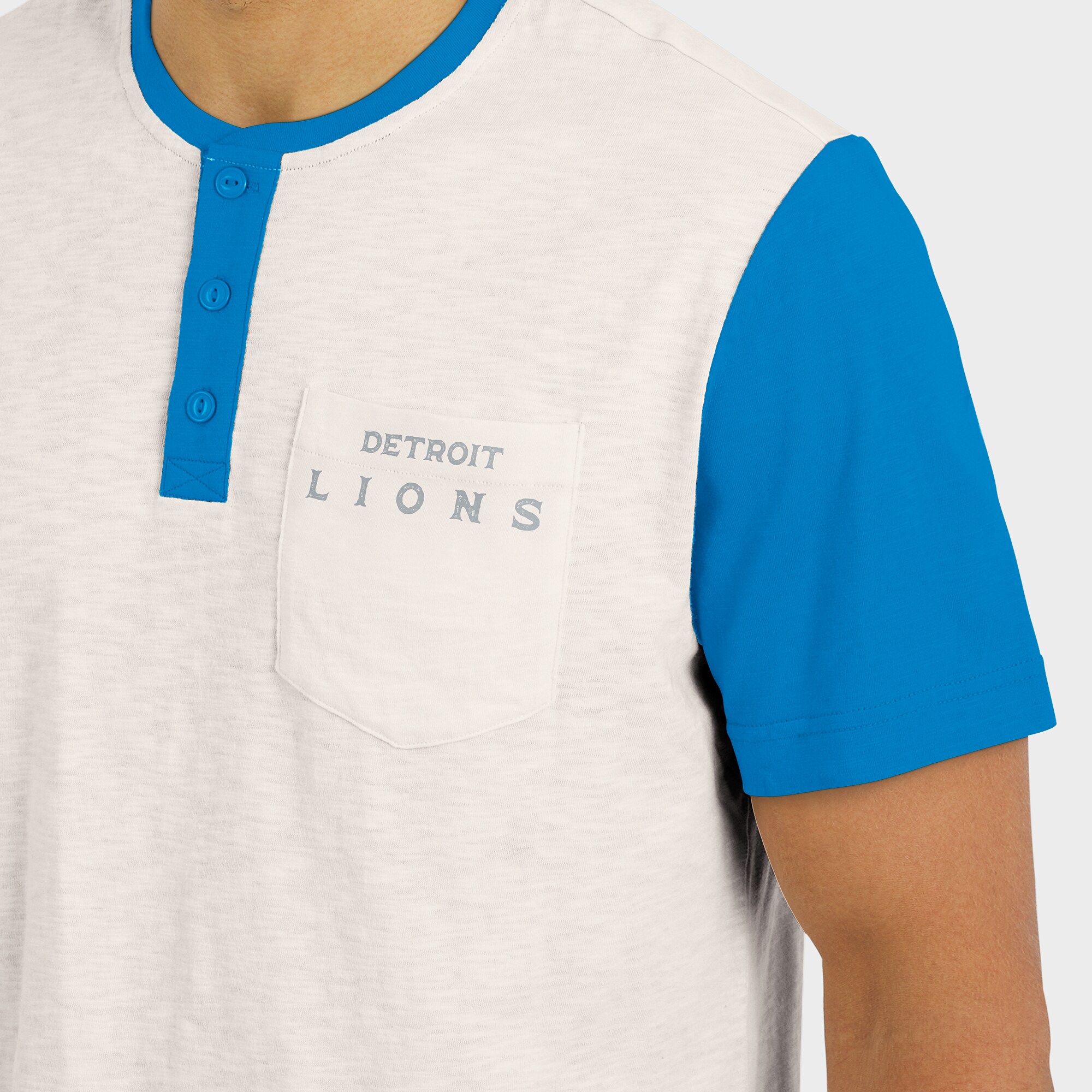 Men's Darius Rucker Collection by Fanatics Cream Detroit Lions Henley Colorblock Slub Pocket T-Shirt 6 Men's Darius Rucker Collection by Fanatics Cream Detroit Lions Henley Colorblock Slub Pocket T-Shirt