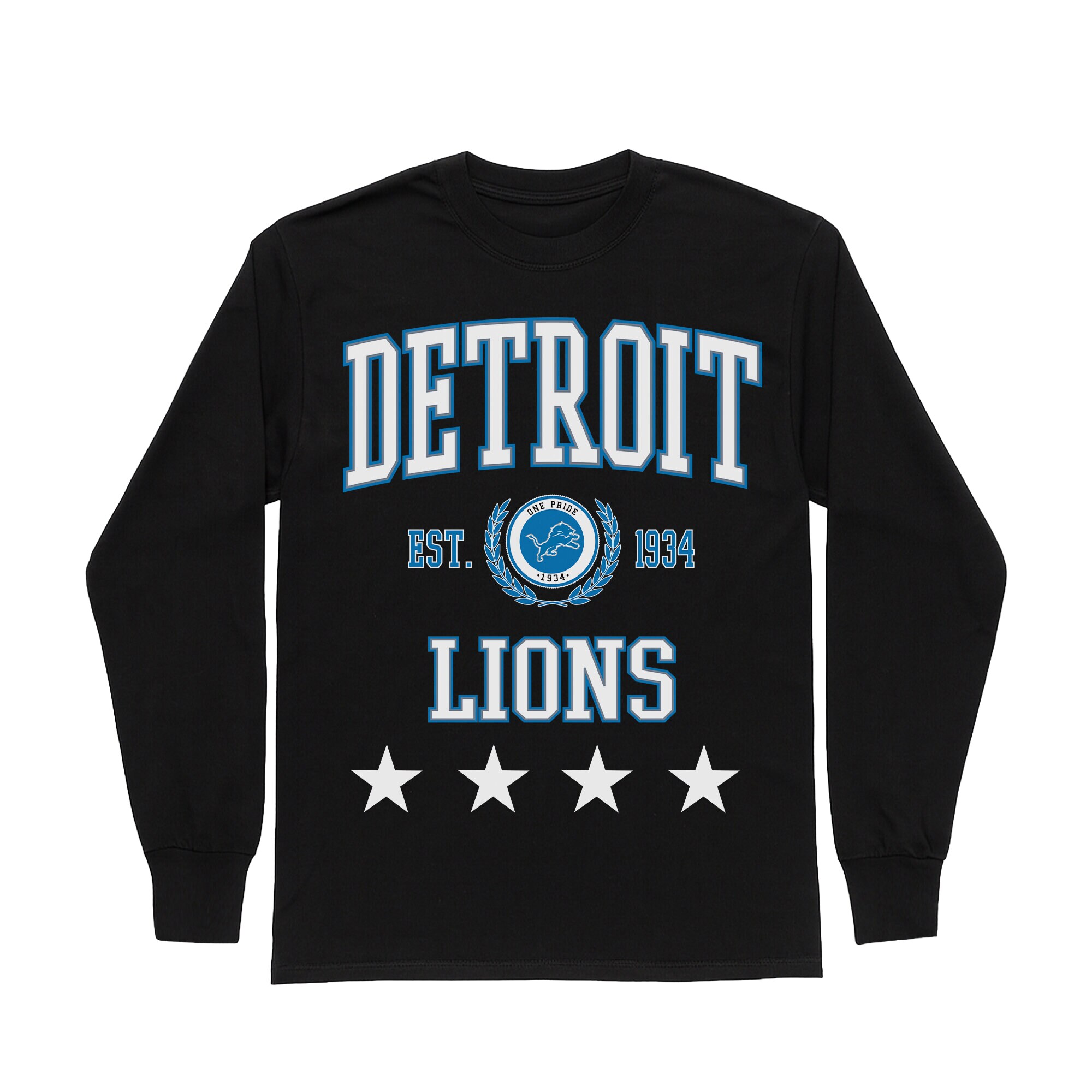 Women's Gameday Couture Black Detroit Lions Oversized Everyday Star Long Sleeve T-Shirt 5 Women's Gameday Couture Black Detroit Lions Oversized Everyday Star Long Sleeve T-Shirt