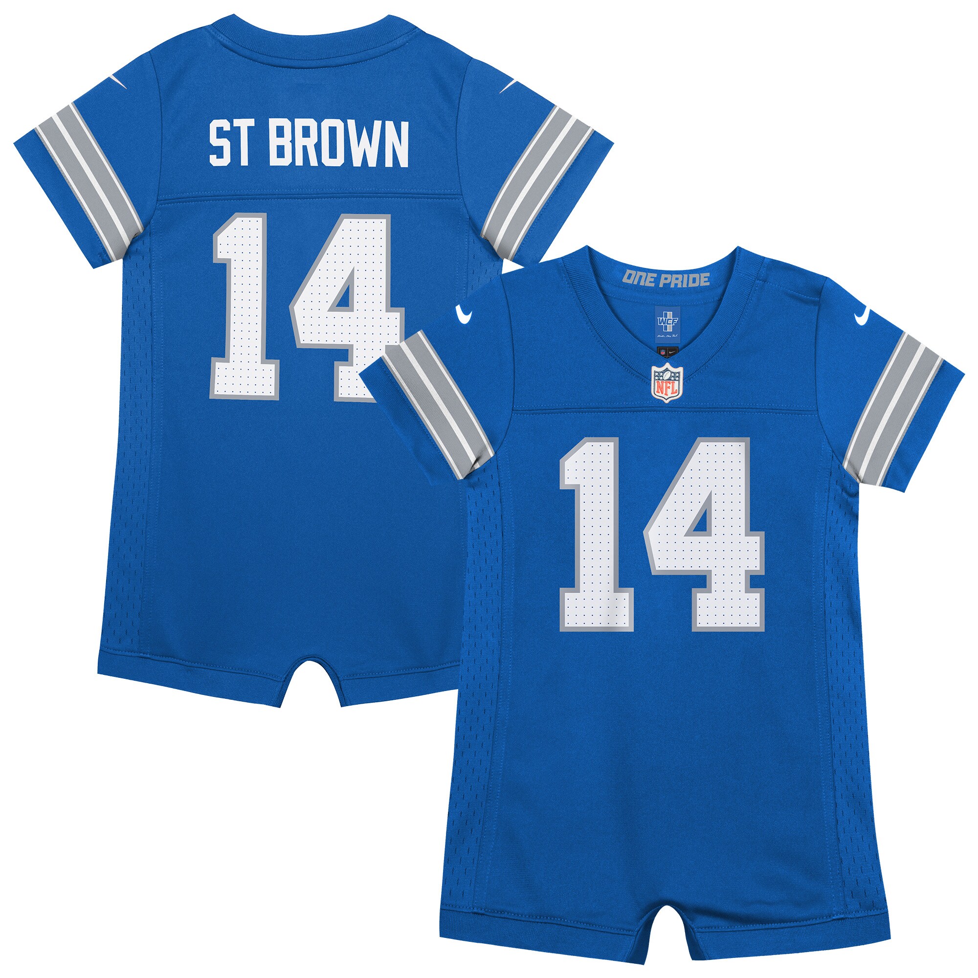 Newborn & Infant Nike Amon-Ra St. Brown Blue Detroit Lions Game Romper Jersey