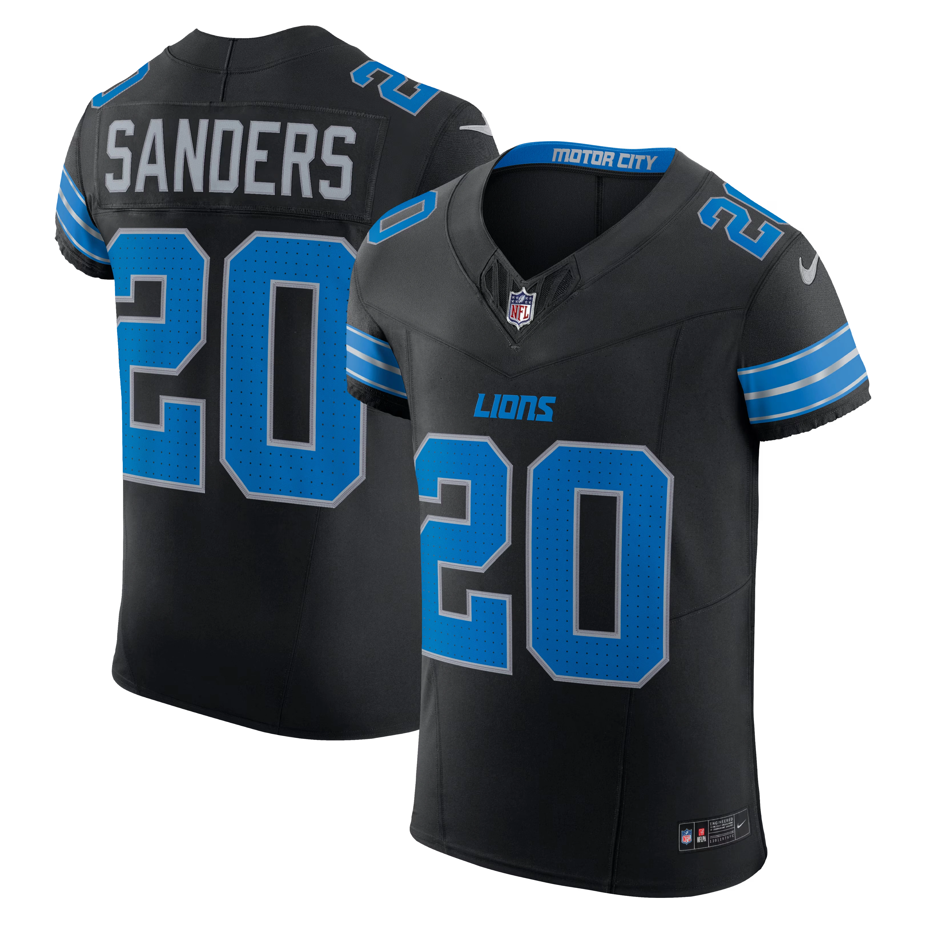 Men's Nike Barry Sanders Black Detroit Lions Alternate Vapor F.U.S.E. Elite Jersey