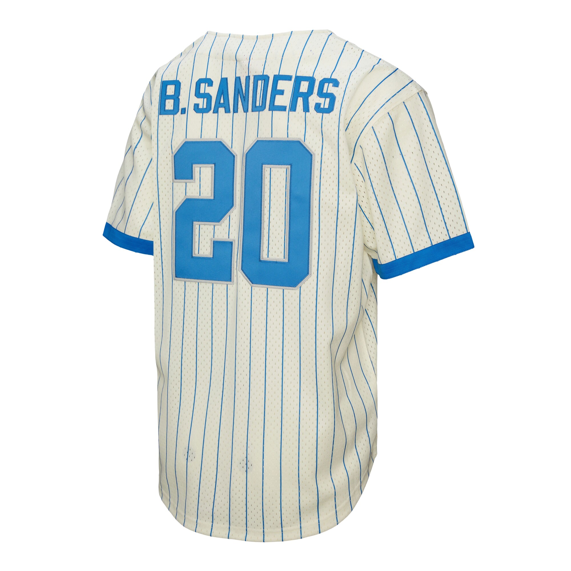 Men's Mitchell & Ness Barry Sanders Cream Detroit Lions Name & Number Mesh Button-Up Baseball Jersey 3 Men's Mitchell & Ness Barry Sanders Cream Detroit Lions Name & Number Mesh Button-Up Baseball Jersey