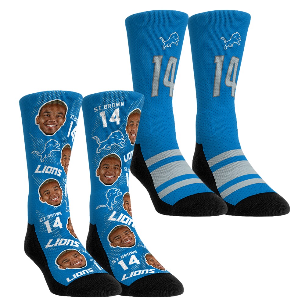 Unisex Rock Em Socks Amon-Ra St. Brown Detroit Lions Player Football Guy Two-Pack Crew Sock Set