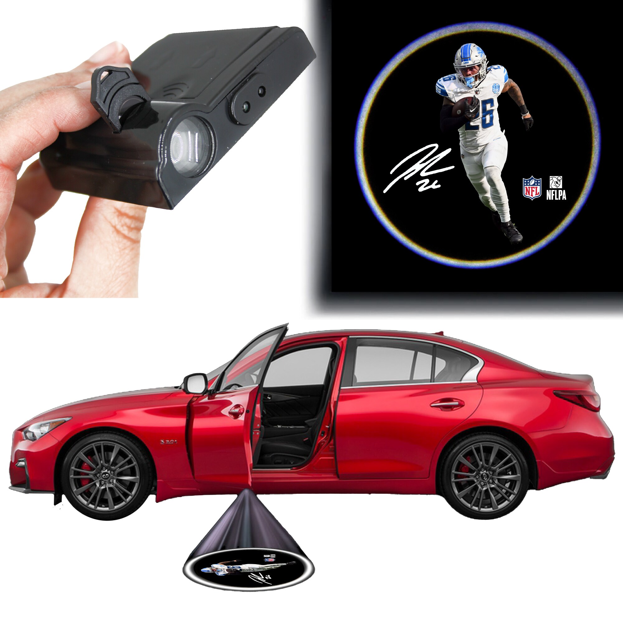 Detroit Lions Jahmyr Gibbs LED Car Door Light