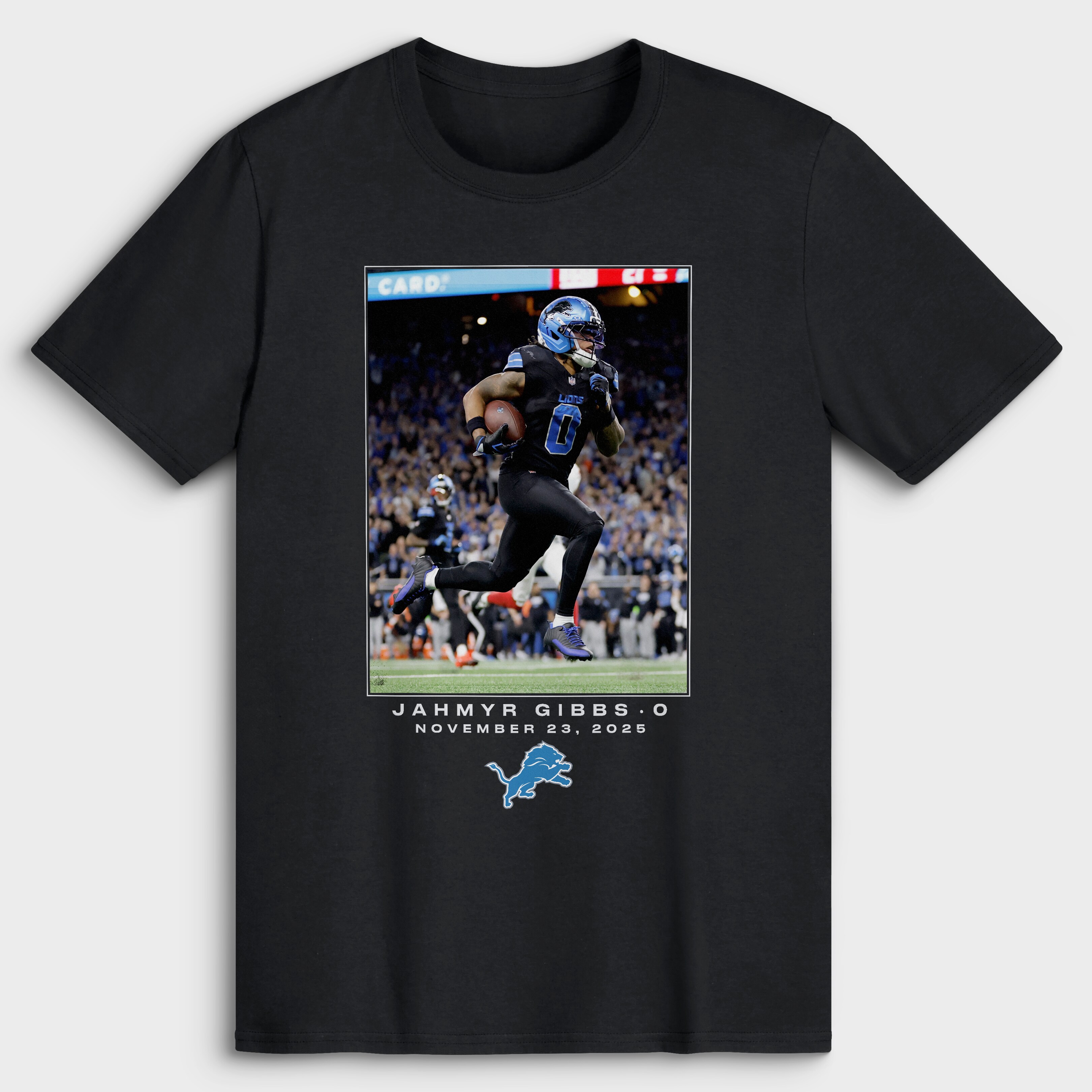 Men's Jahmyr Gibbs Black Detroit Lions NFL Flash Features Week 12 Big & Tall T-Shirt