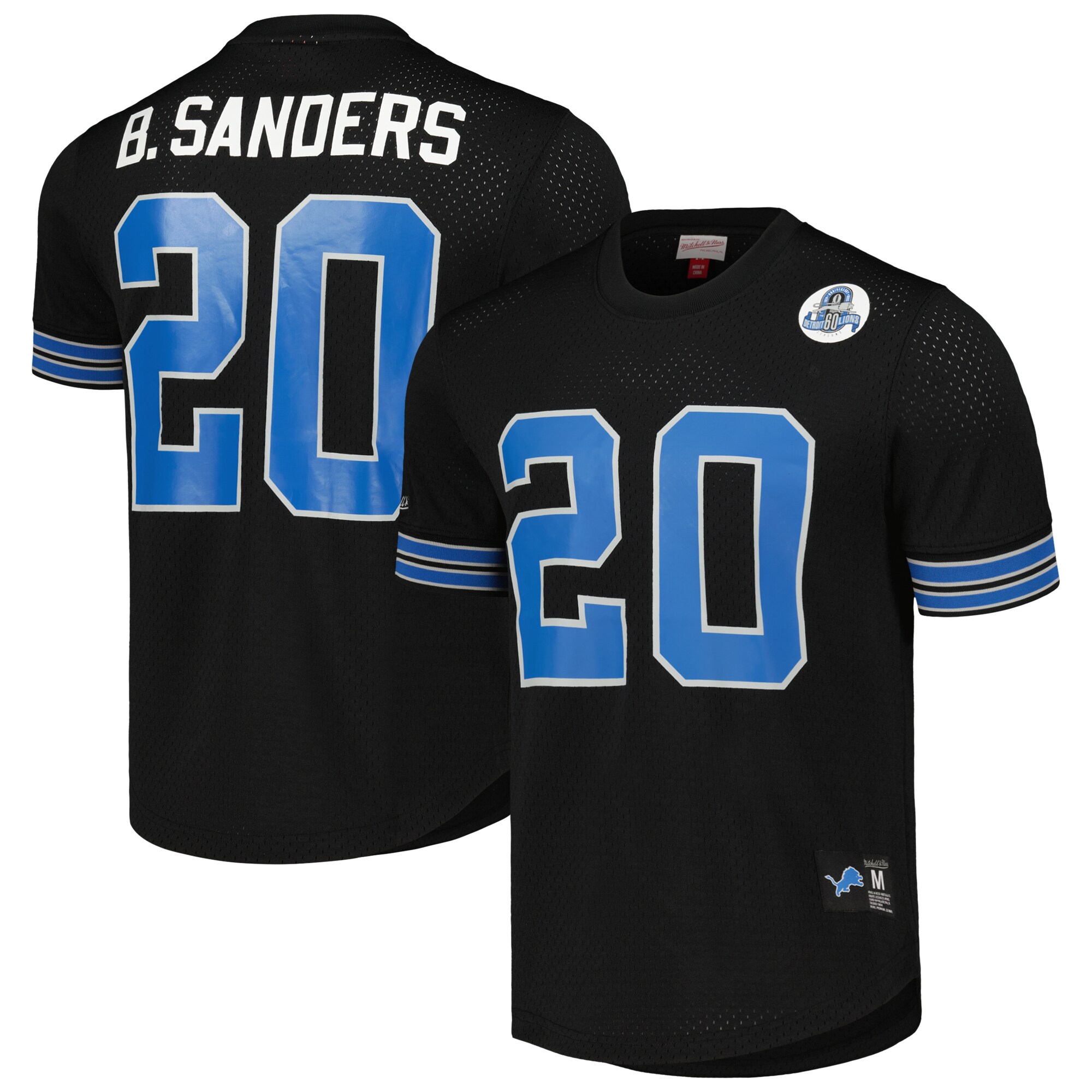 Men's Mitchell & Ness Barry Sanders Black Detroit Lions Big & Tall Mesh Player Name & Number Shirt