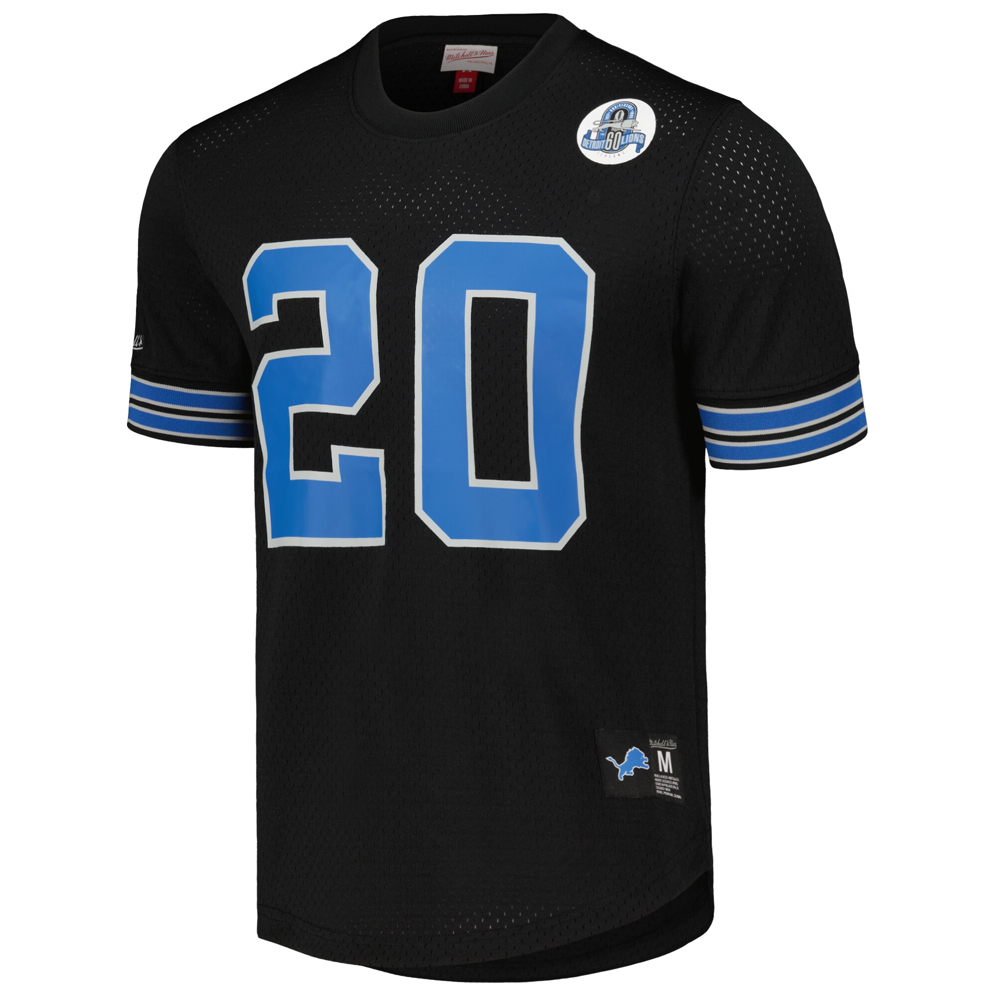 Men's Mitchell & Ness Barry Sanders Black Detroit Lions Big & Tall Mesh Player Name & Number Shirt