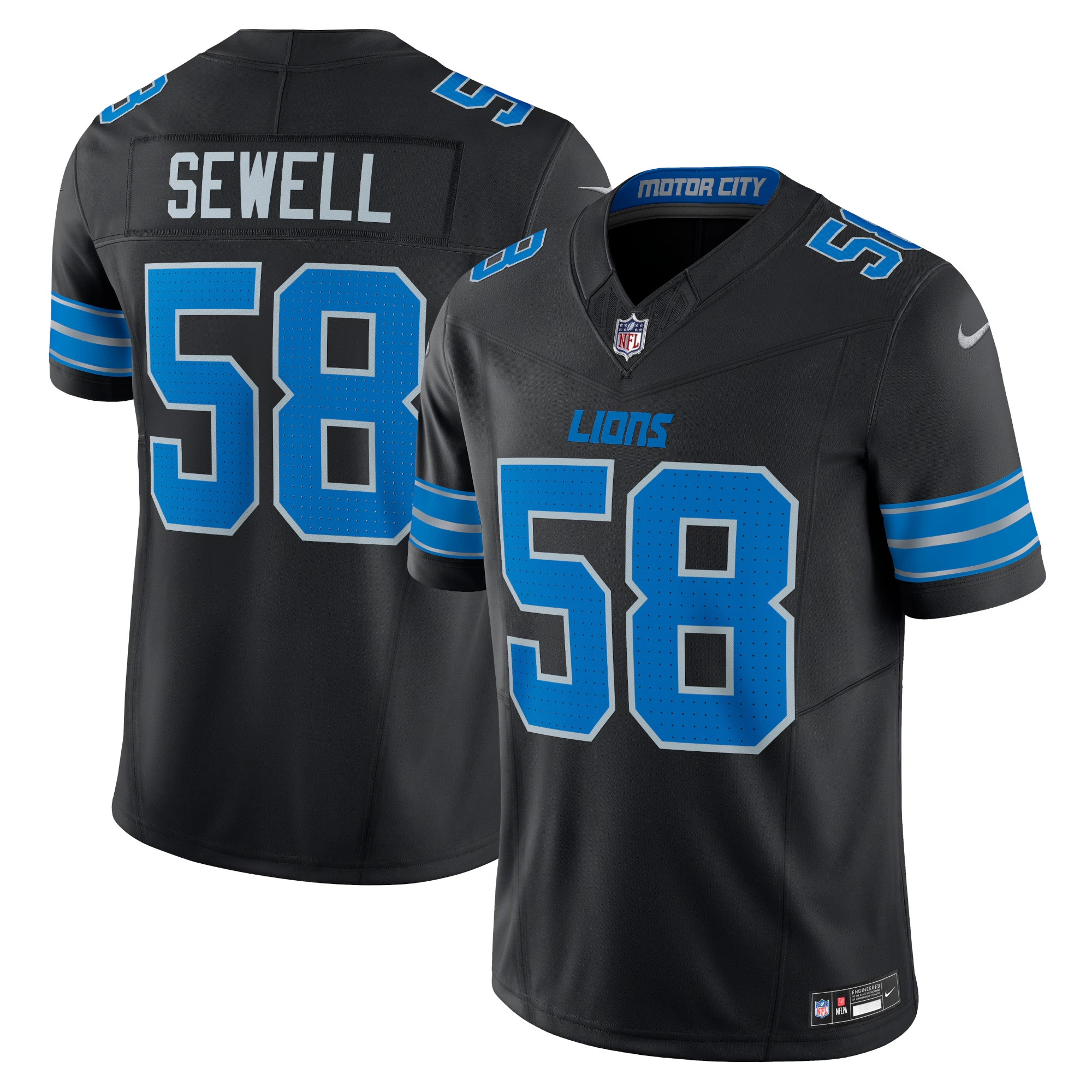 Men's Nike Penei Sewell Black Detroit Lions Vapor F.U.S.E. Alternate Limited Jersey