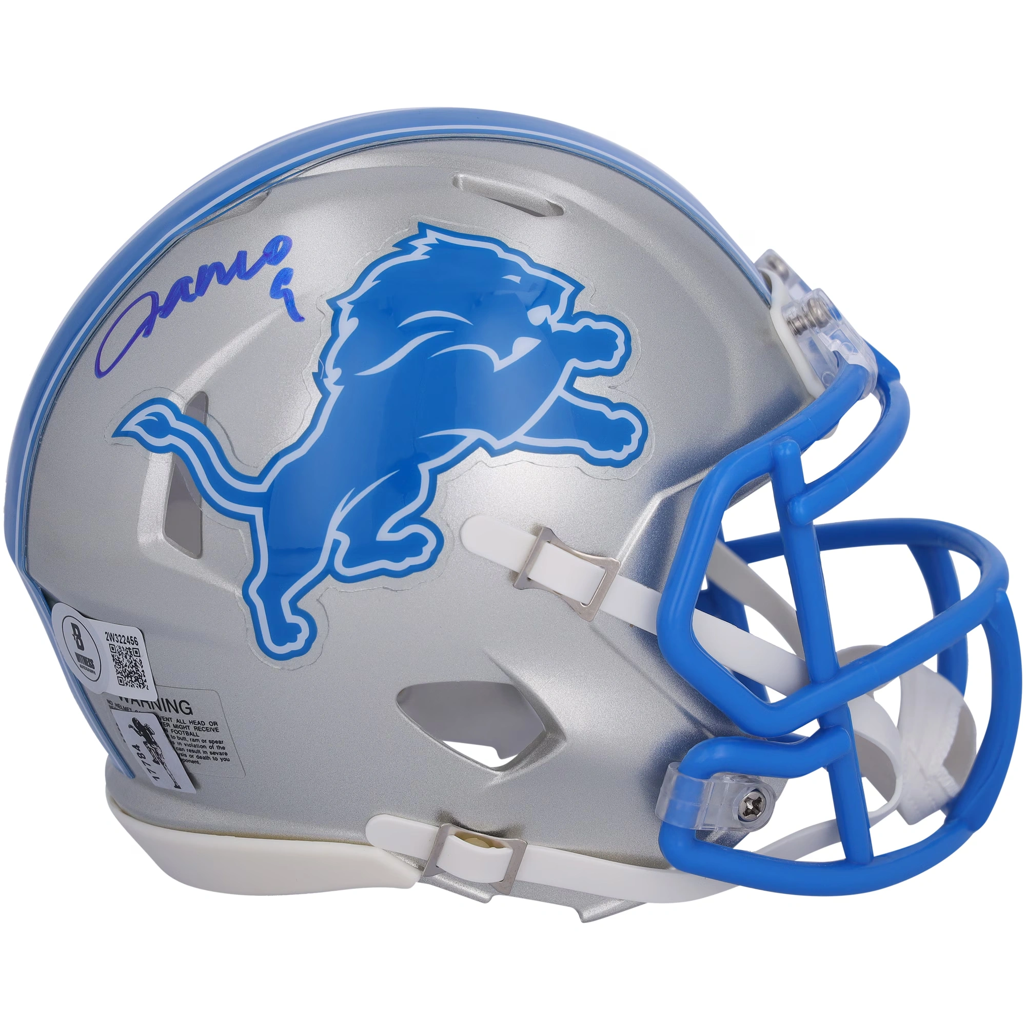 Jameson Williams Detroit Lions Autographed Riddell 2024 Speed Mini Helmet