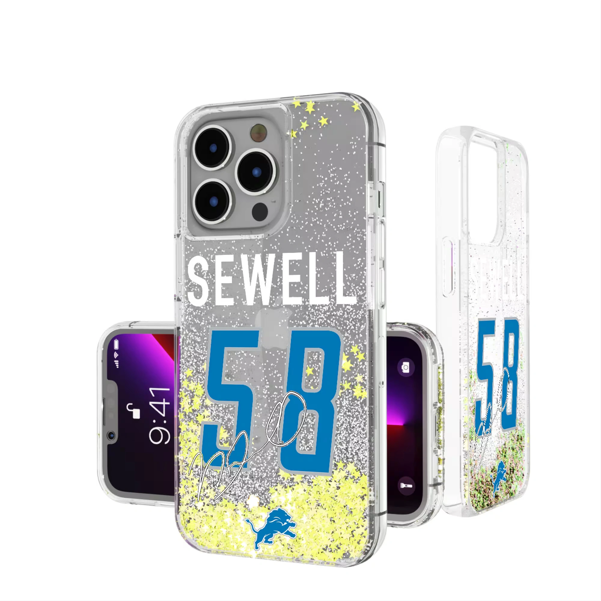 Keyscaper Penei Sewell Detroit Lions iPhone Glitter Phone Case