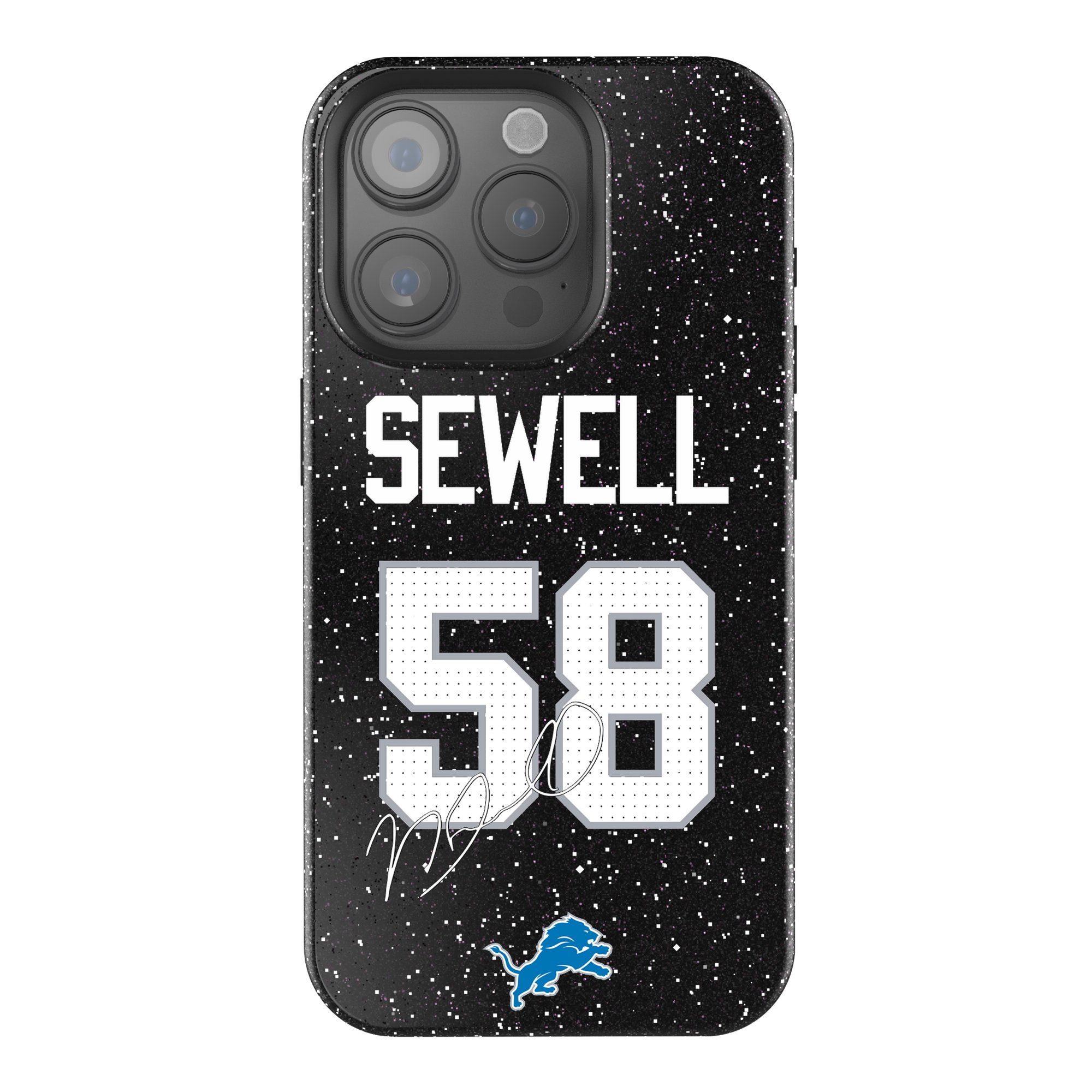Keyscaper Penei Sewell Black Detroit Lions Bling iPhone Case