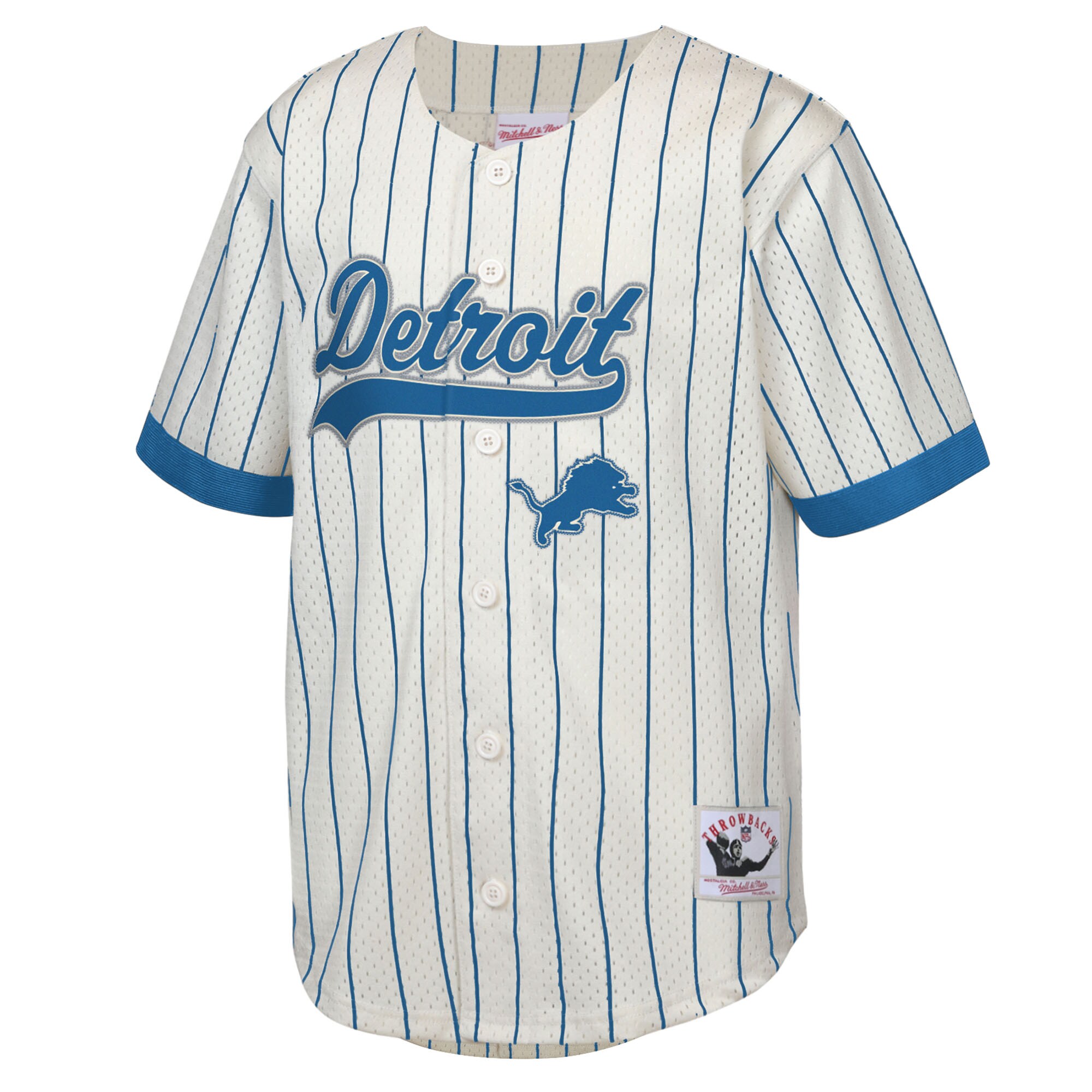 Youth Mitchell & Ness Barry Sanders Cream Detroit Lions Retired Player Name & Number Baseball Jersey