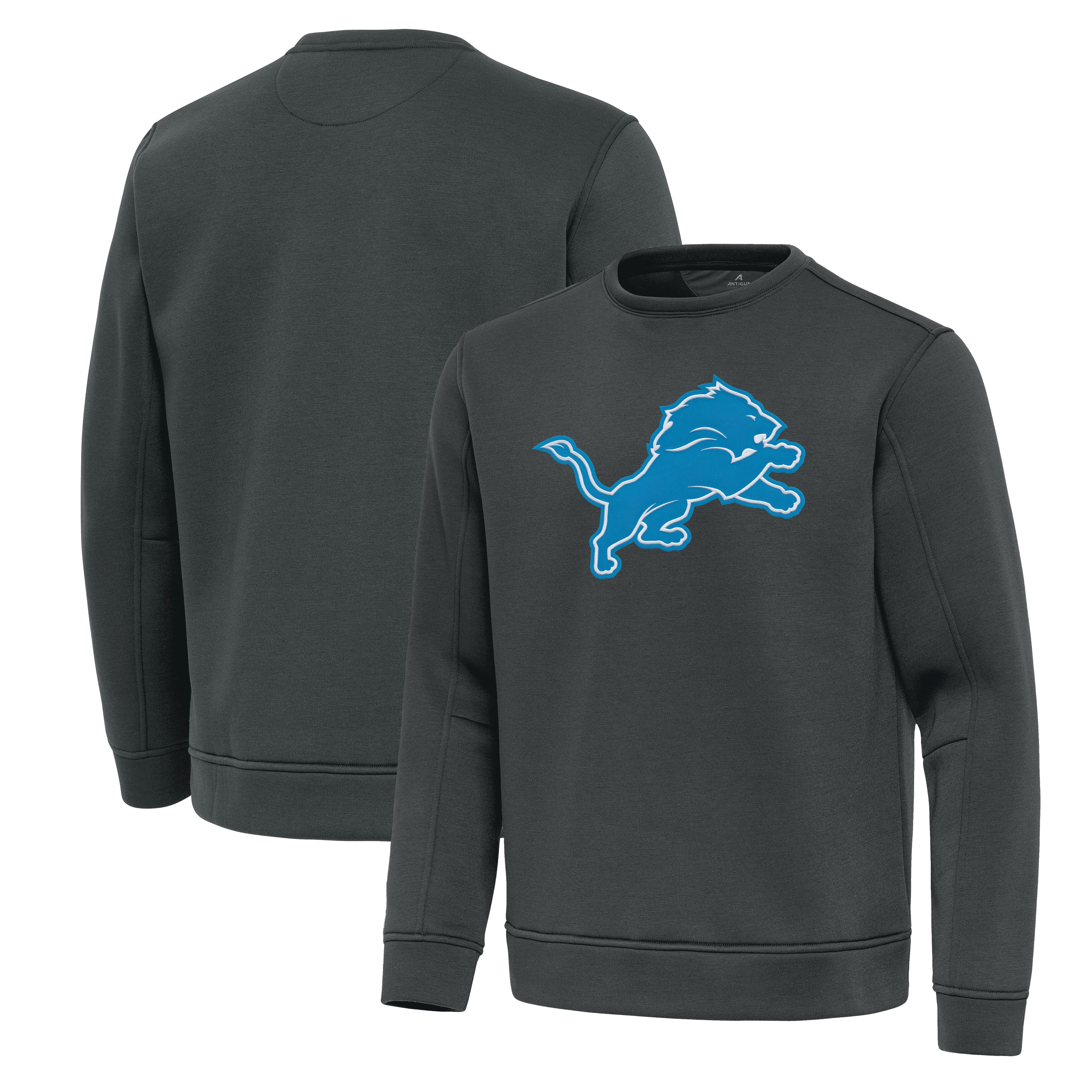 Men's Antigua Pewter Detroit Lions Relevant Lightweight Pullover Sweatshirt