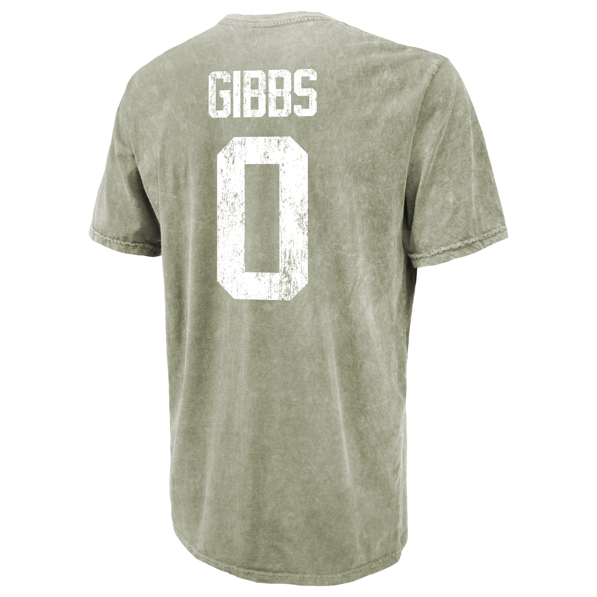 Men's Majestic Threads Jahmyr Gibbs Moss Green Detroit Lions Mineral Wash Name & Number T-Shirt
