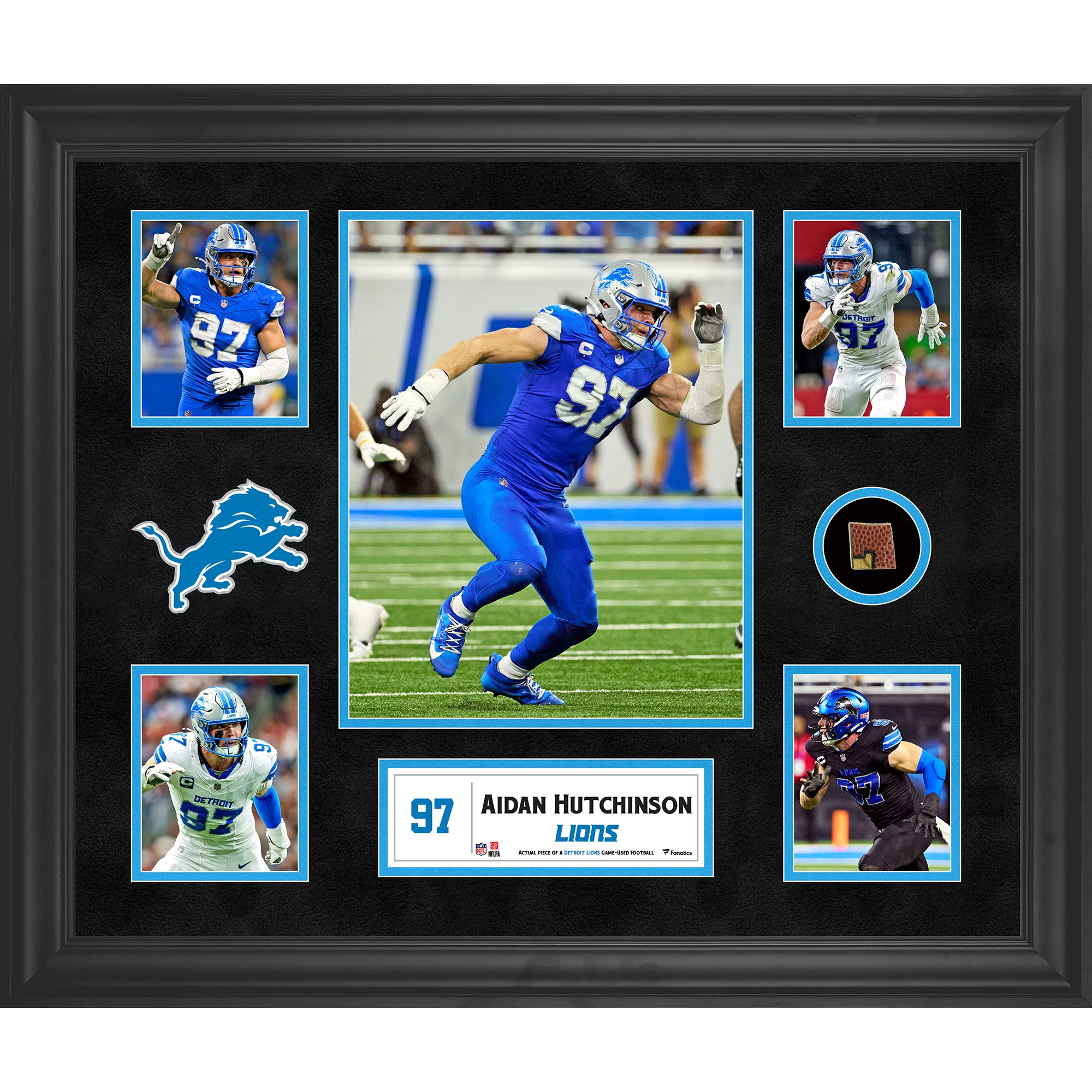 Aidan Hutchinson Detroit Lions 20" x 24" Five-Photo Collage with a with a Piece of Game-Used Football