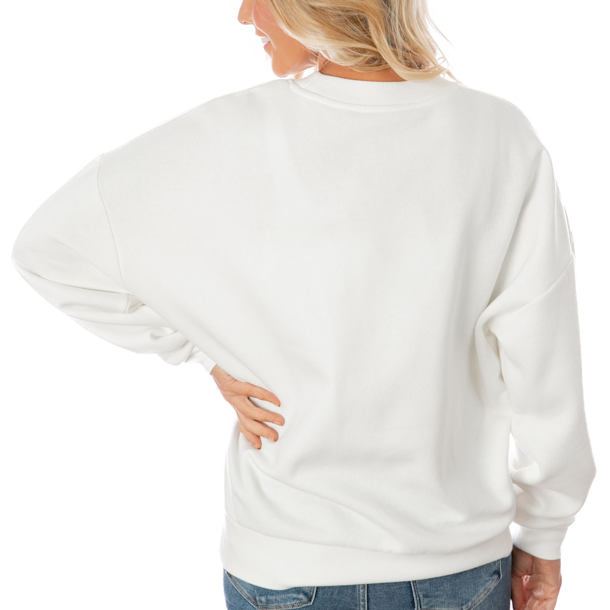 Women's Gameday Couture White Detroit Lions Oversized Yard Line Tri-Blend Pullover Sweatshirt